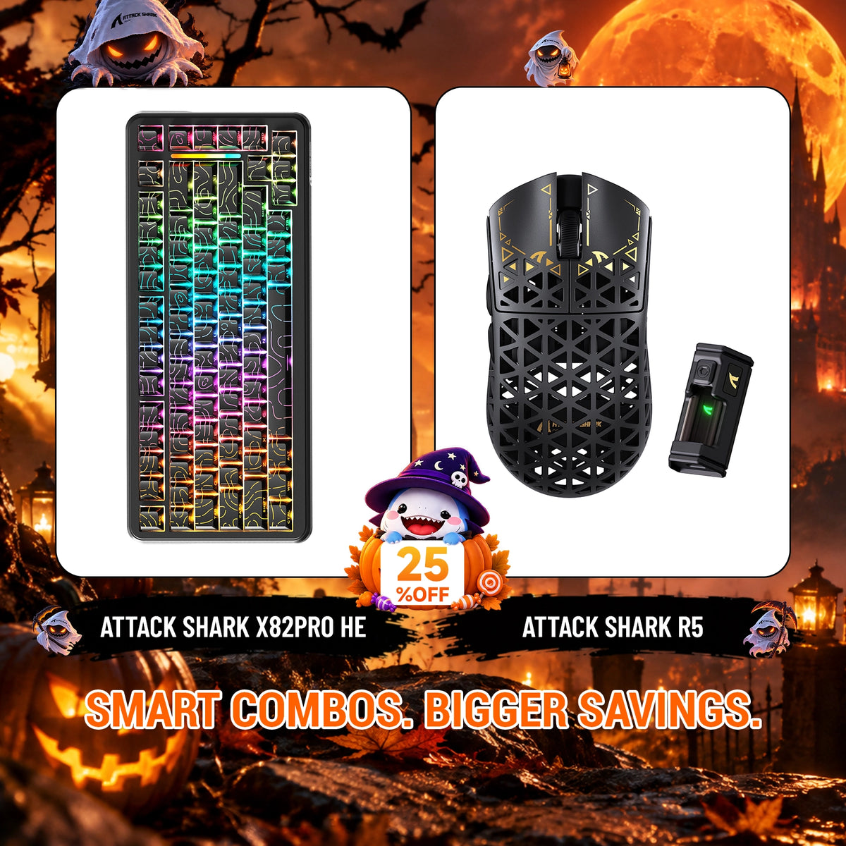 ATTACK SHARK X82 PRO HE ラピッドトリガーキーボード＋R5 カーボンファイバー製ワイヤレスゲーミングマウスセット