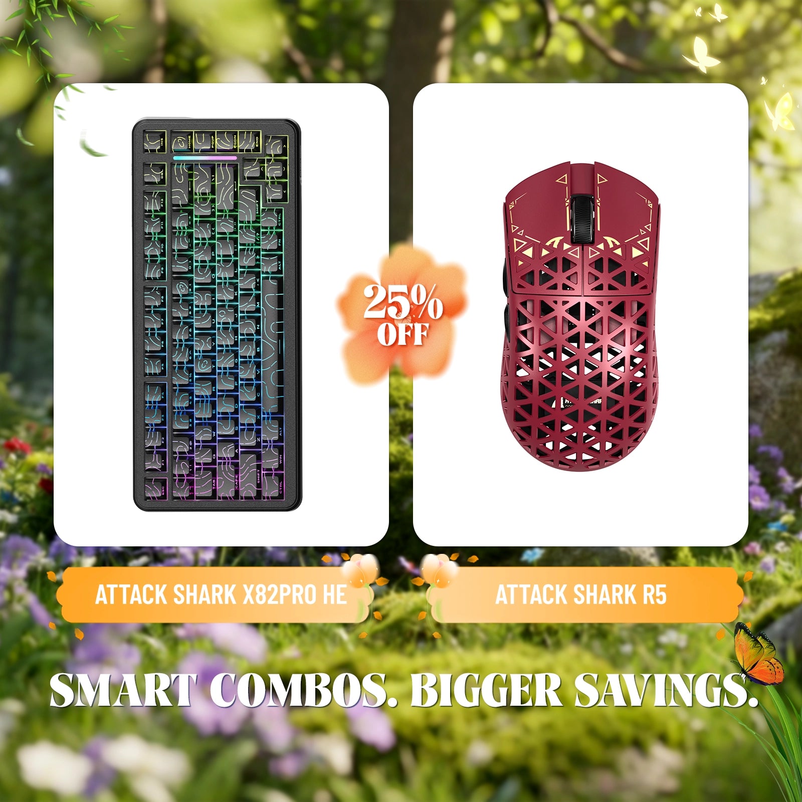 ATTACK SHARK X82PRO HE ラピッドトリガーキーボード + R5 カーボン