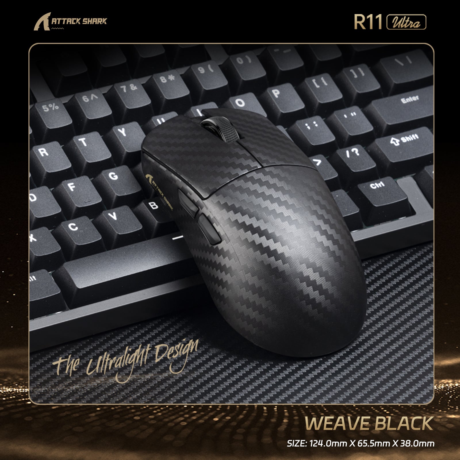 ATTACK SHARK R11 ULTRA カーボンファイバー ワイヤレス 8K PAW3950MAX ゲーミングマウス