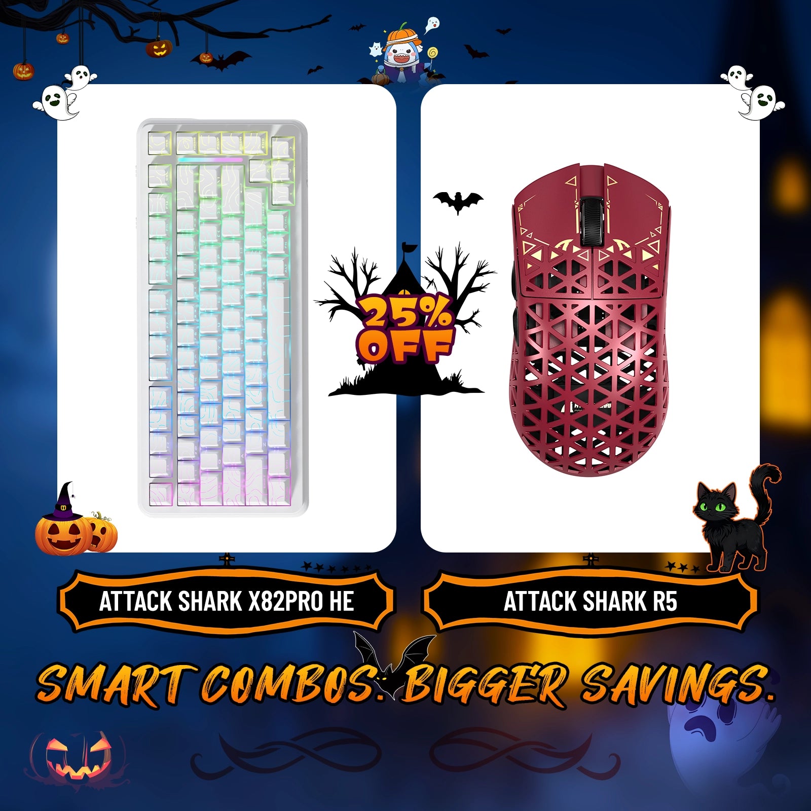 ATTACK SHARK X82PRO HE ラピッドトリガーキーボード + R5 カーボンファイバーワイヤレスゲーミングマウスバンドル