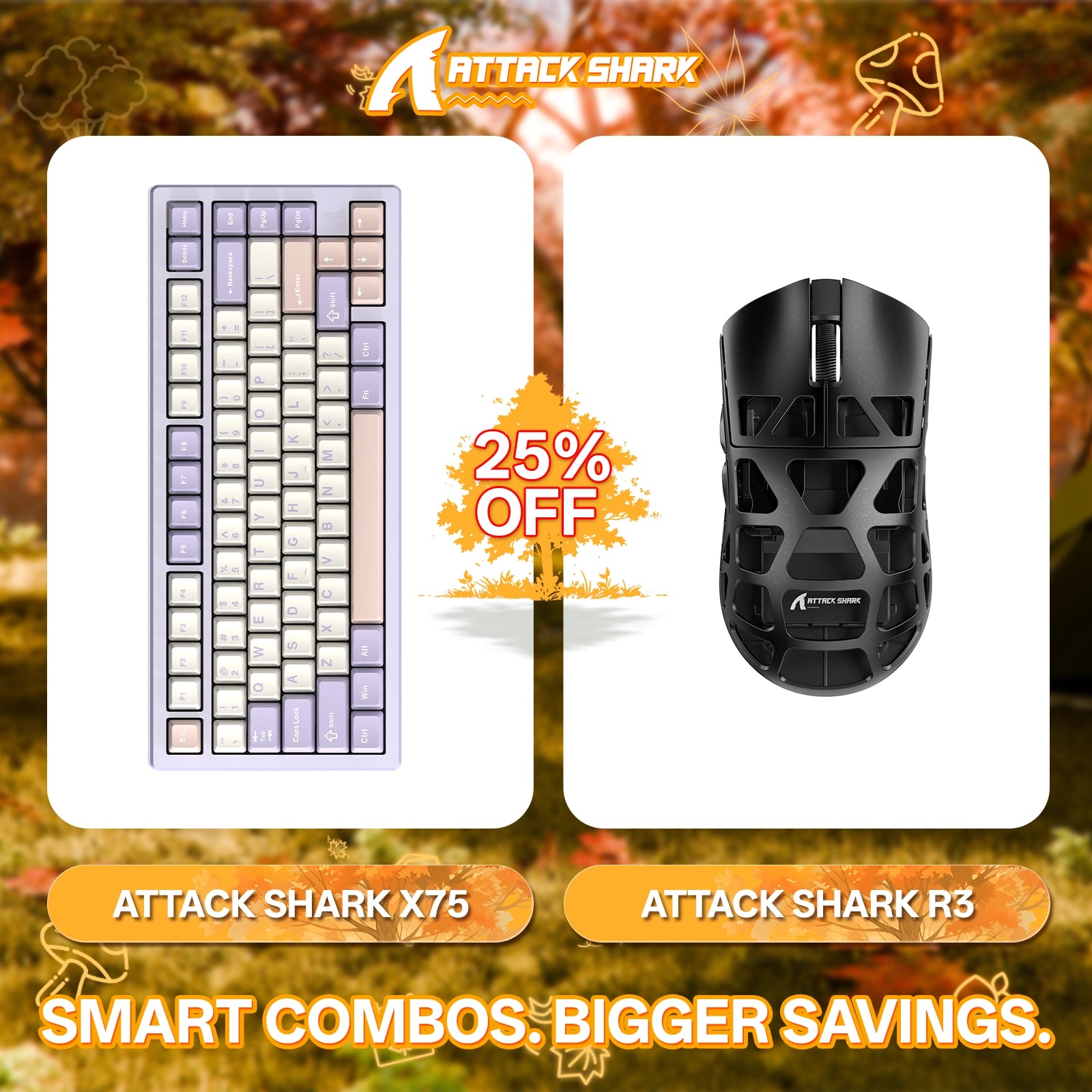 ATTACK SHARK X75 フルアルミニウムキーボード + R3 マグネシウム合金ゲーミングマウスバンドル
