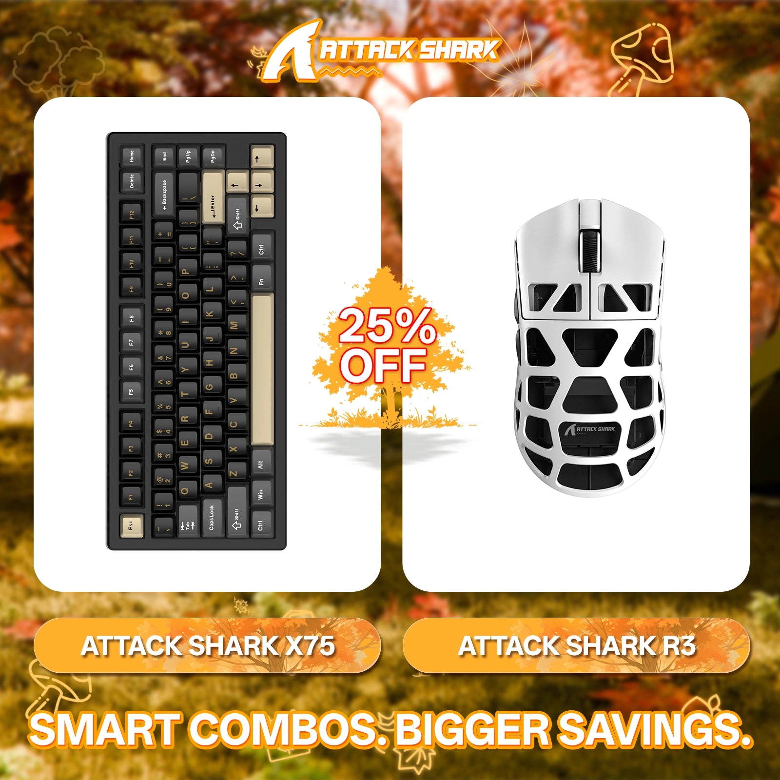 ATTACK SHARK X75 フルアルミニウムキーボード + R3 マグネシウム合金ゲーミングマウスバンドル