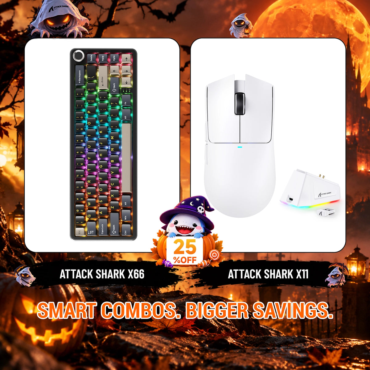 ATTACK SHARK X66 ワイヤレスメカニカルキーボード + X11 ワイヤレスゲーミングマウス バンドル