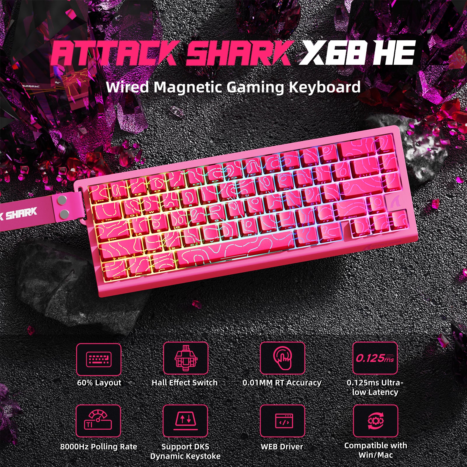 ATTACK SHARK X68HE マグネティックキーボードとX3ゲーミングマウスセット