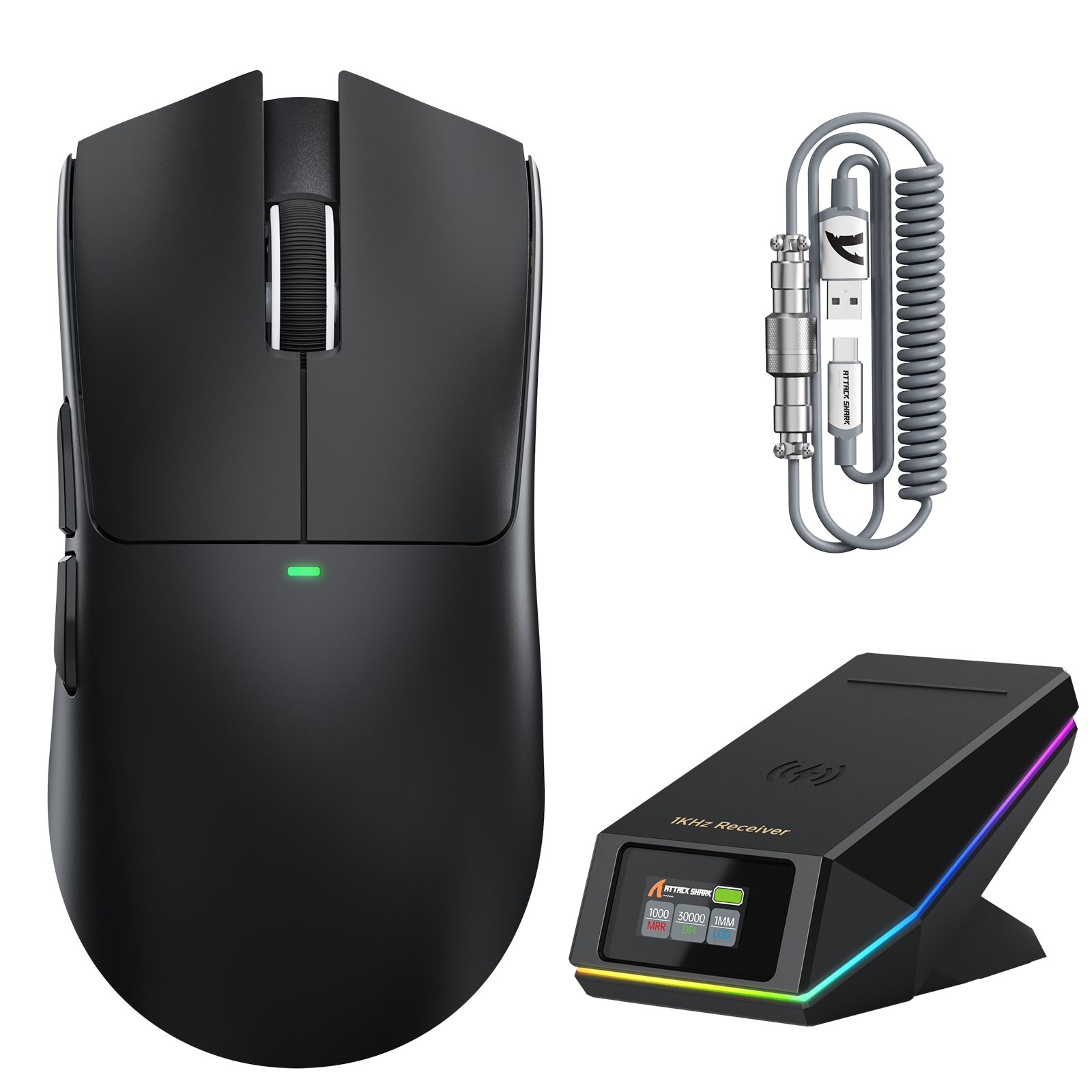 ATTACK SHARK X11 PRO V2 ワイヤレスゲーミングマウス TFTディスプレイ付き充電ドック C06コイルケーブル付き