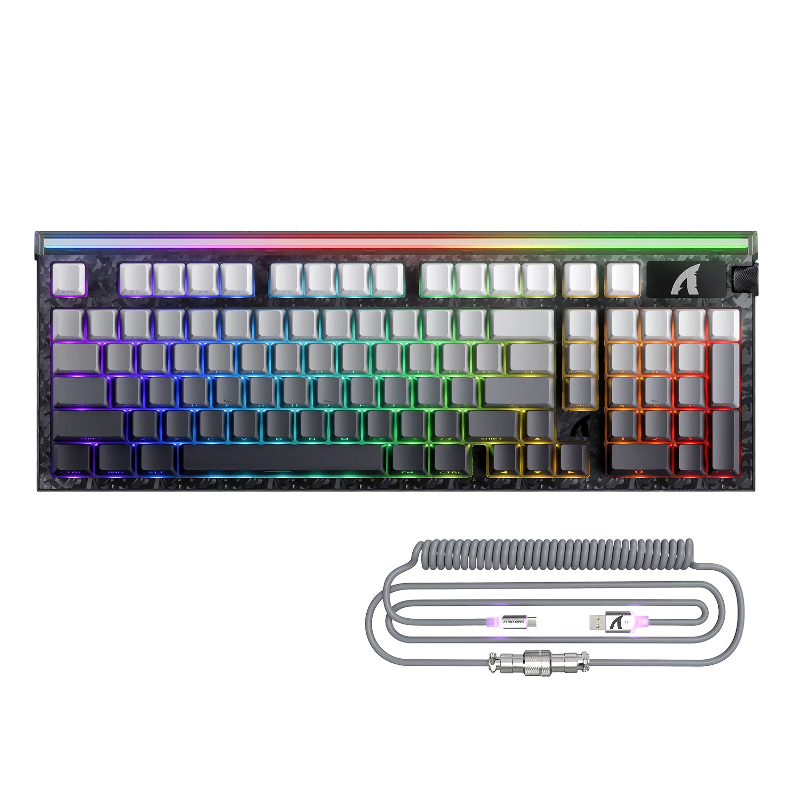 ATTACK SHARK R98 HE カーボンファイバー有線ラピッドトリガー磁気スイッチキーボード C01 Ultra RGB コイルケーブル付き