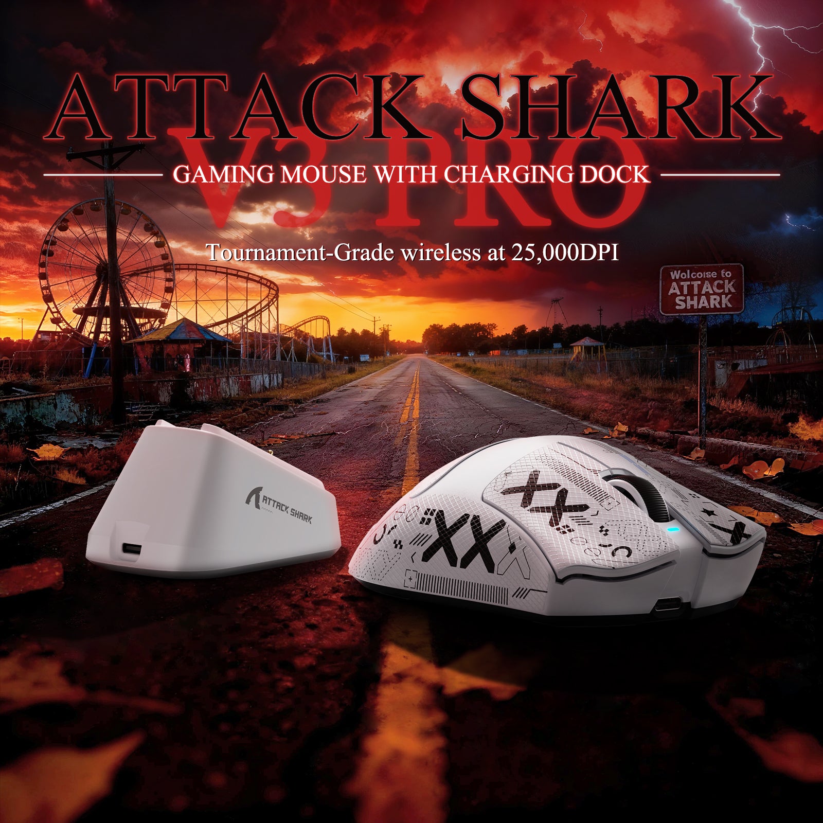 ATTACK SHARK V3PRO 超軽量トライモードゲーミングマウス（充電ドック付き）