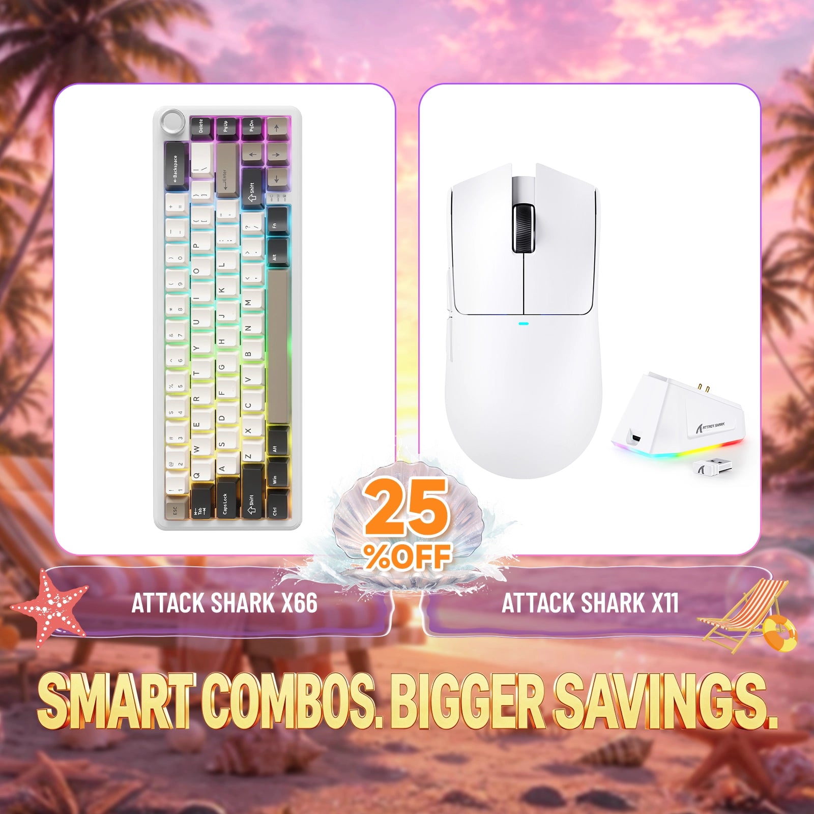 ATTACK SHARK X66 ワイヤレスメカニカルキーボード + X11 ワイヤレスゲーミングマウス バンドル