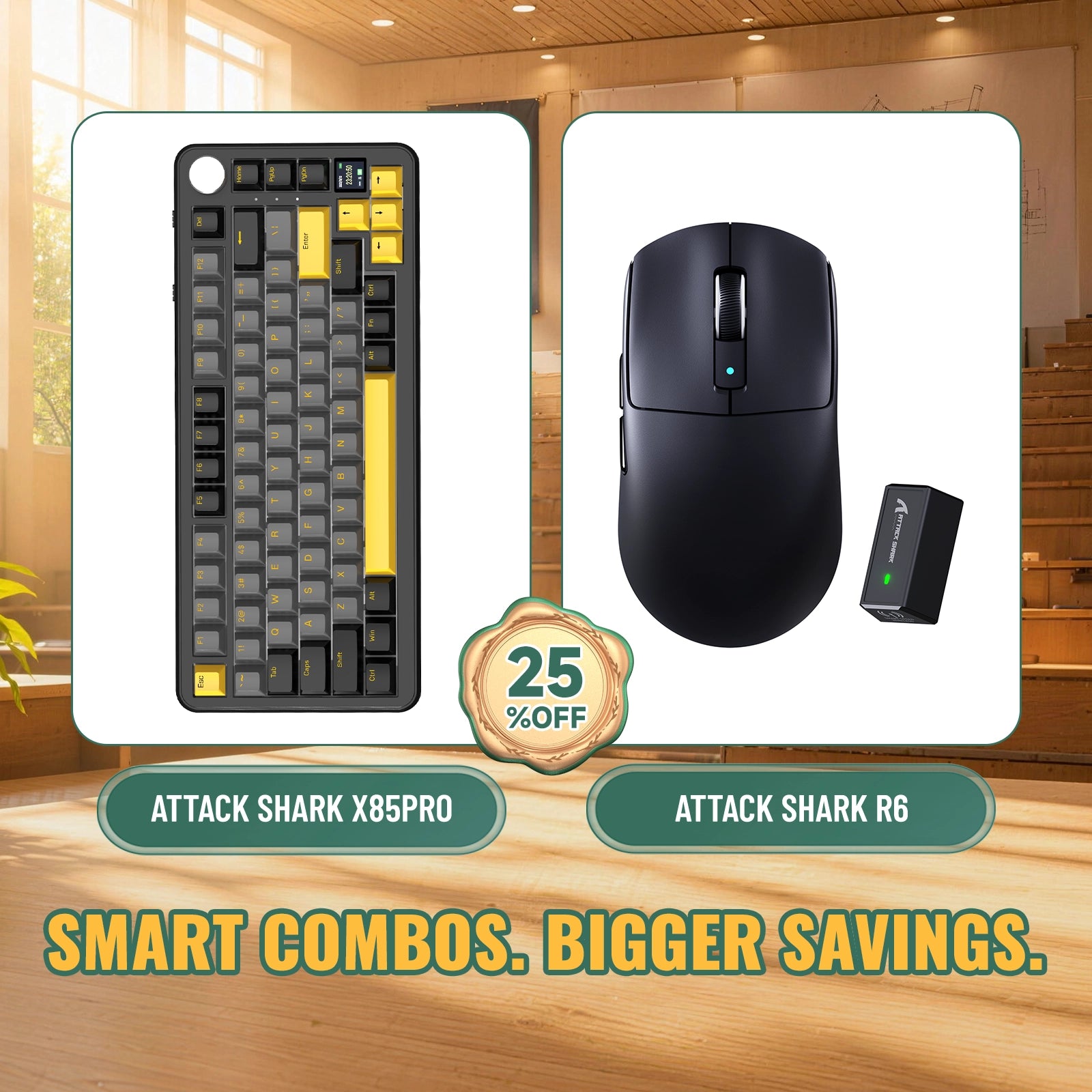 ATTACK SHARK X85PRO トライモードガスケットメカニカルキーボード + R6 ワイヤレスゲーミングマウス バンドル