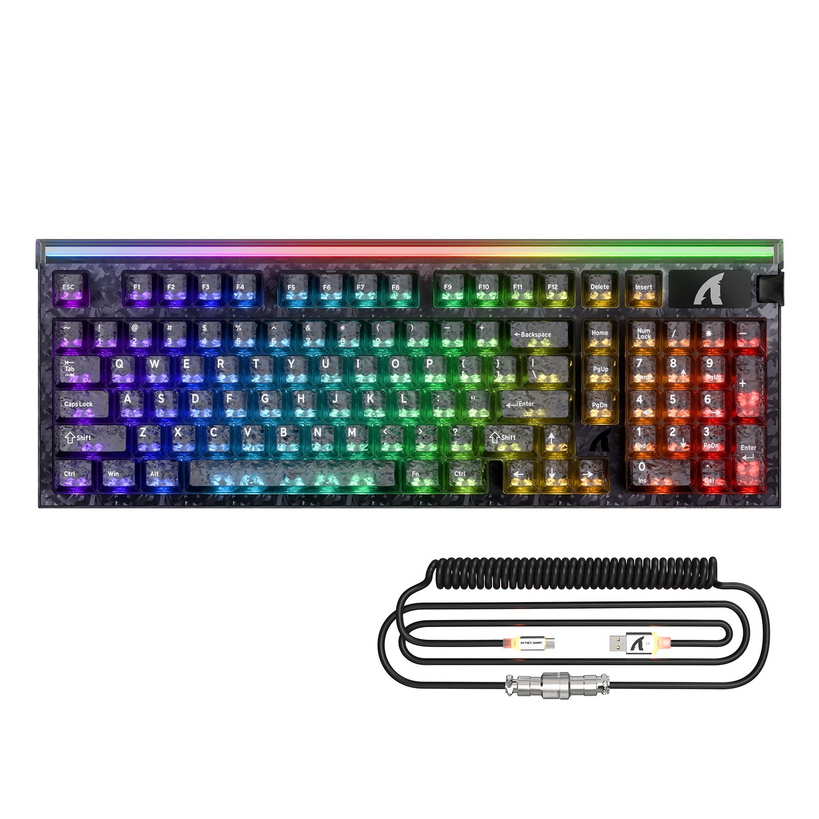 ATTACK SHARK R98 HE カーボンファイバー有線ラピッドトリガー磁気スイッチキーボード C01 Ultra RGB コイルケーブル付き