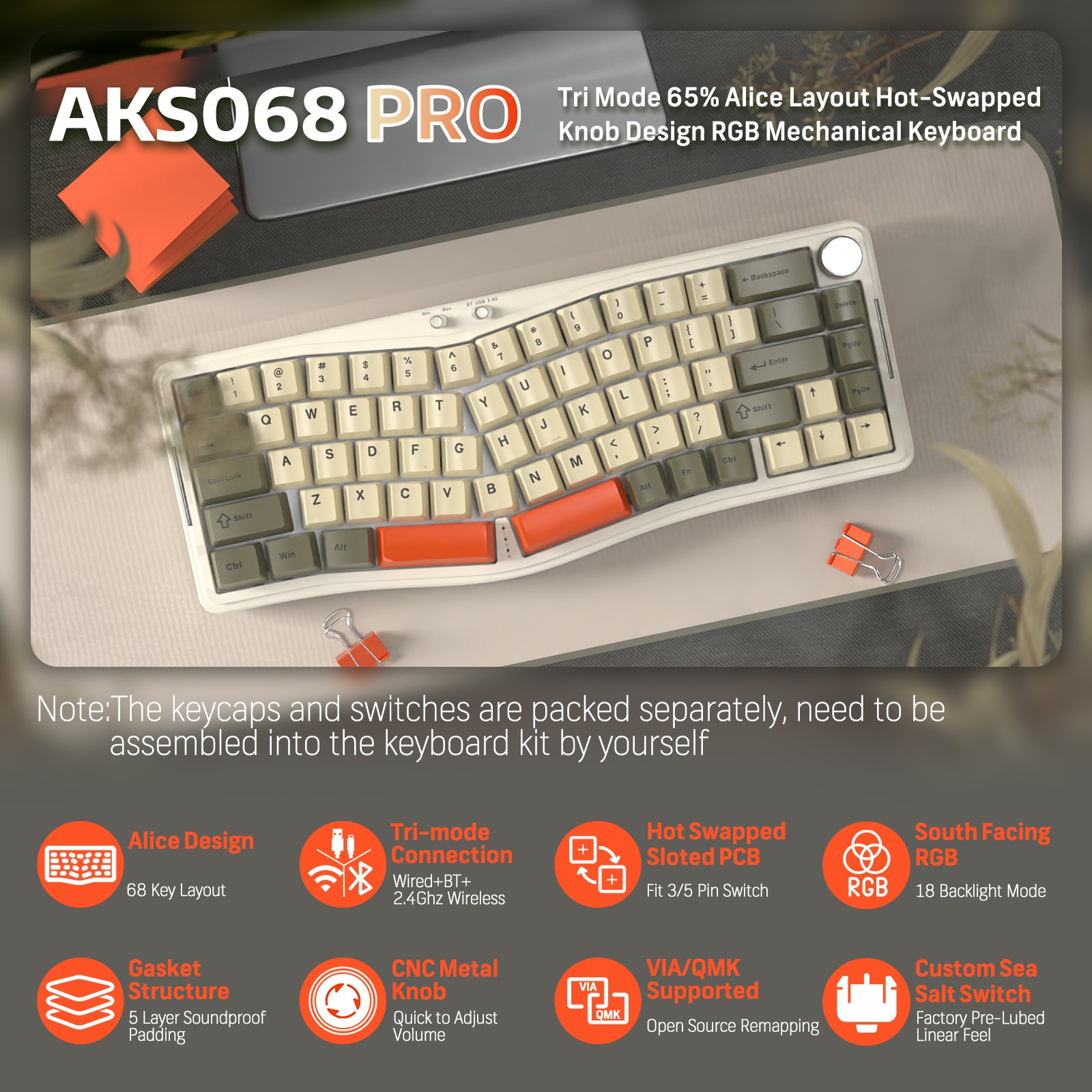 ATTACK SHARK x AJAZZ AKS068 PRO Alice Wireless Mechanical Keyboard