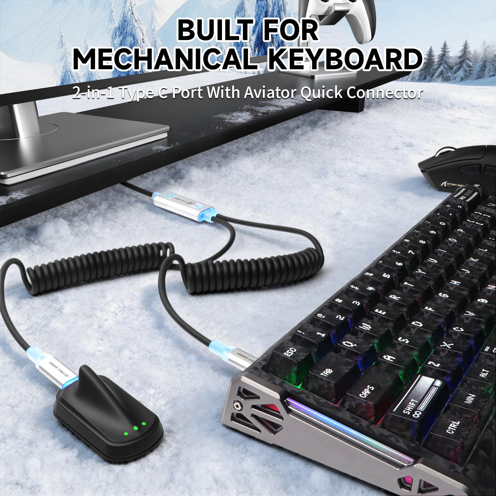 ATTACK SHARK C08 8kHz磁気キーボード用2-in-1カスタム航空ケーブル