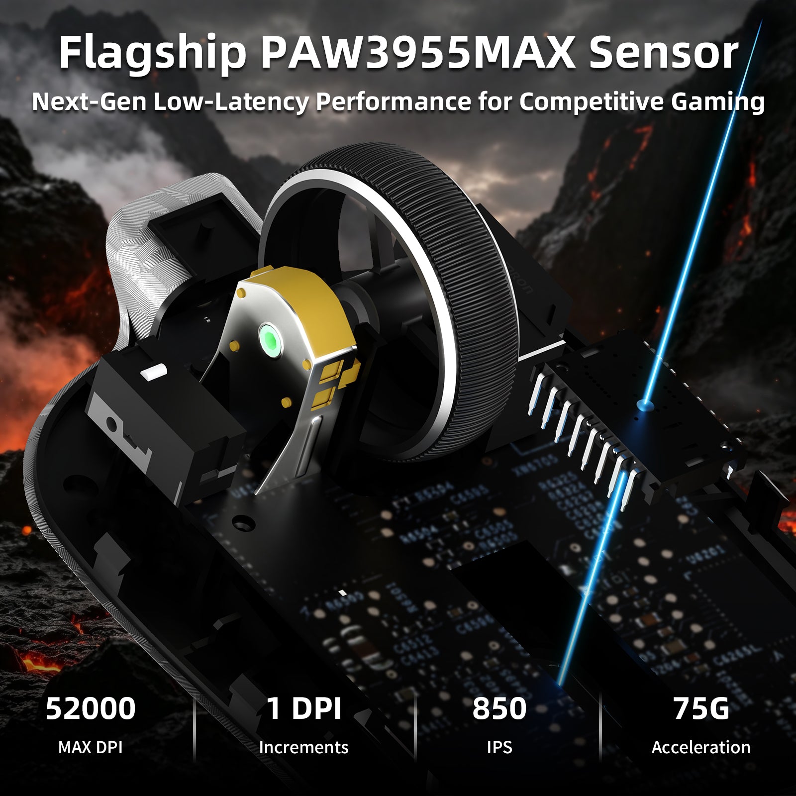 ATTACK SHARK RS3 ULTRA カーボンファイバー ワイヤレス PAW3955MAX ゲーミングマウス C06 Ultra LEDケーブル付き