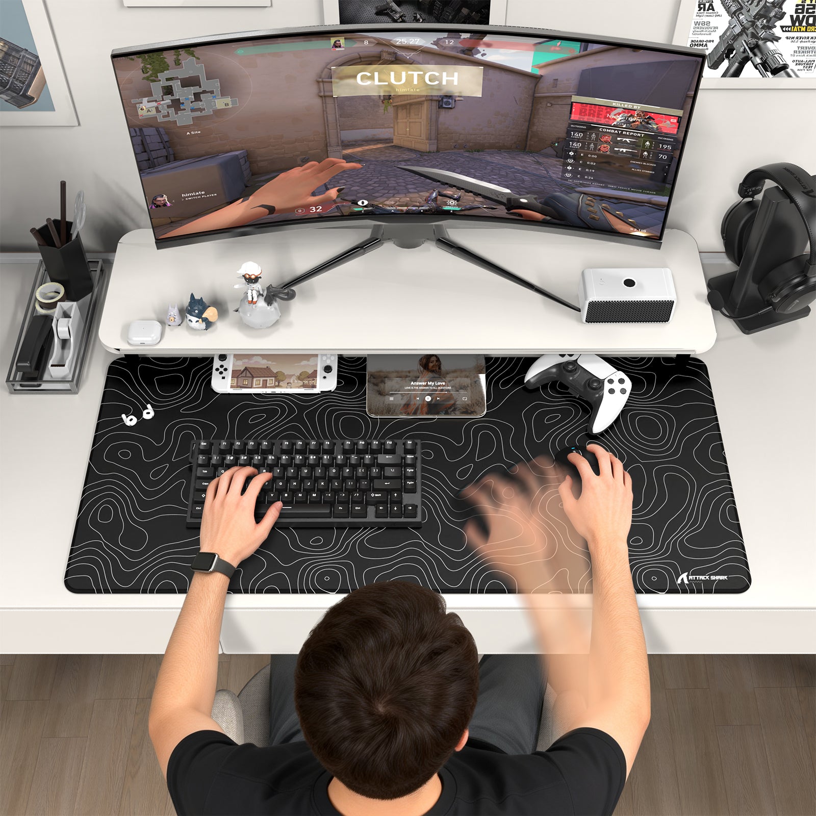 ATTACK SHARK CM02PRO eスポーツ ゲーミングマウスパッド (900x400x4 MM)
