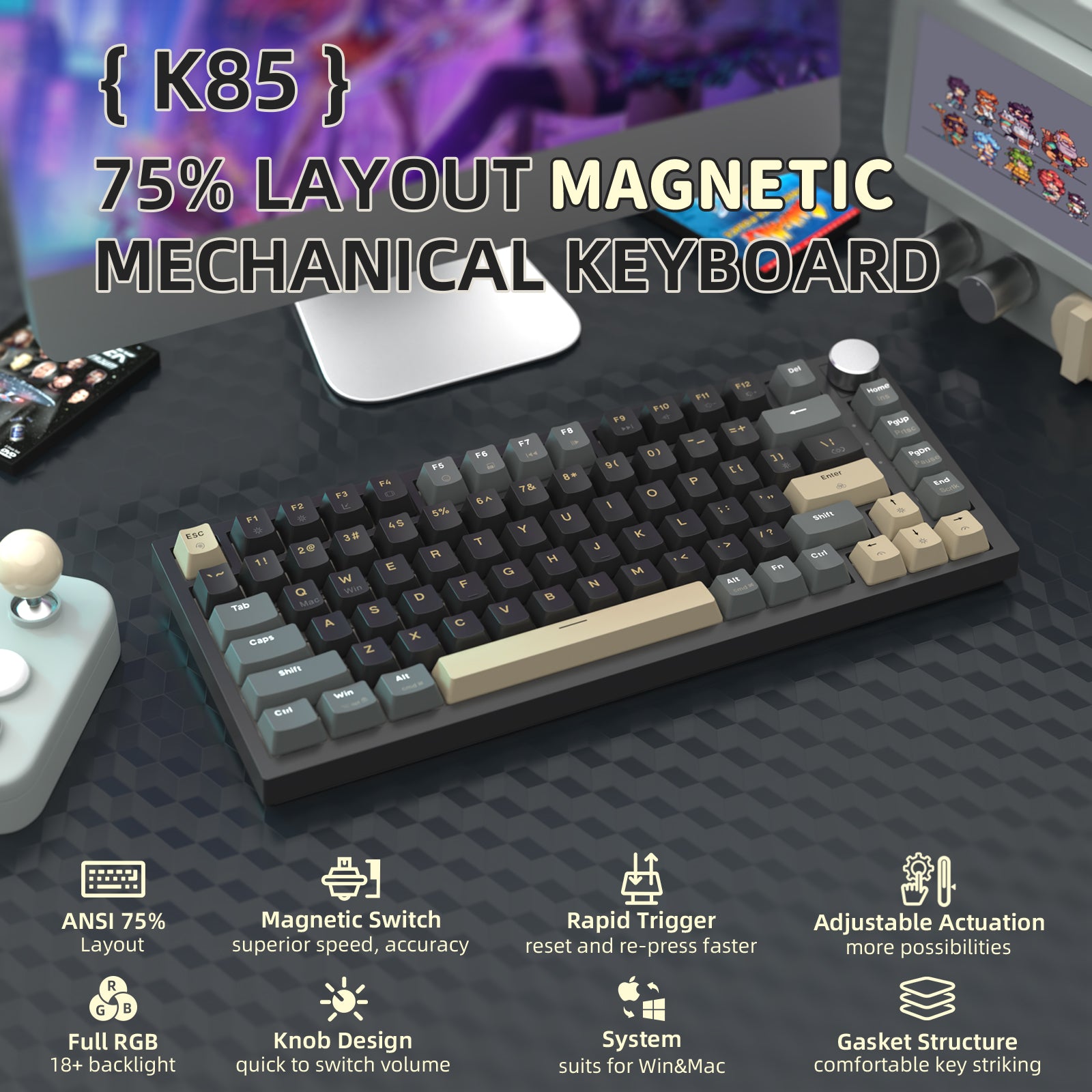 ATTACK SHARK K85 ラピッドトリガーキーボード マグネティックスイッチ