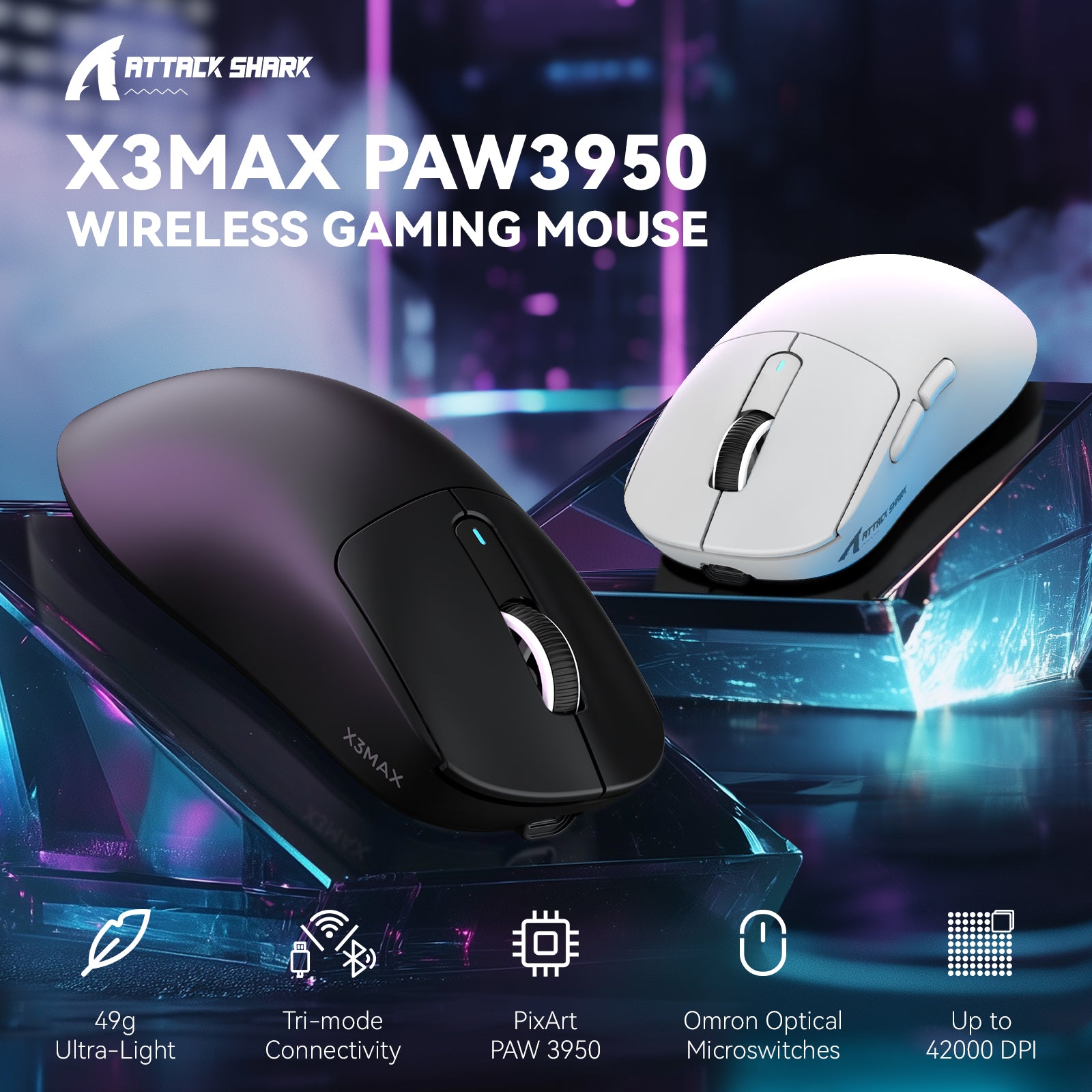 ATTACK SHARK X3MAX PAW3950 Wireless Gaming Mouse