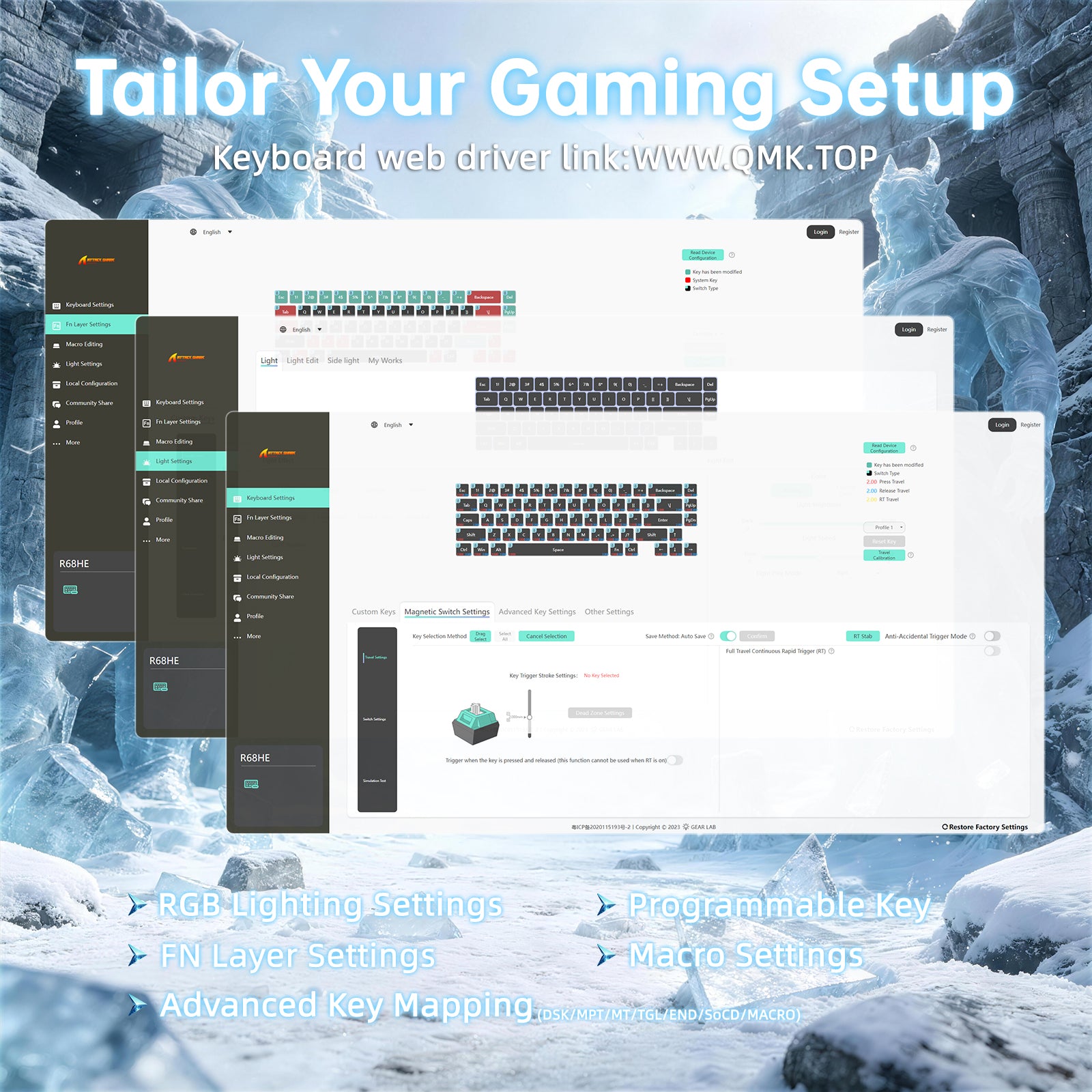 ATTACK SHARK R68 HE カーボンファイバー有線ラピッドトリガーマグネティックスイッチキーボード（C01 Ultra RGBコイルケーブル付属）