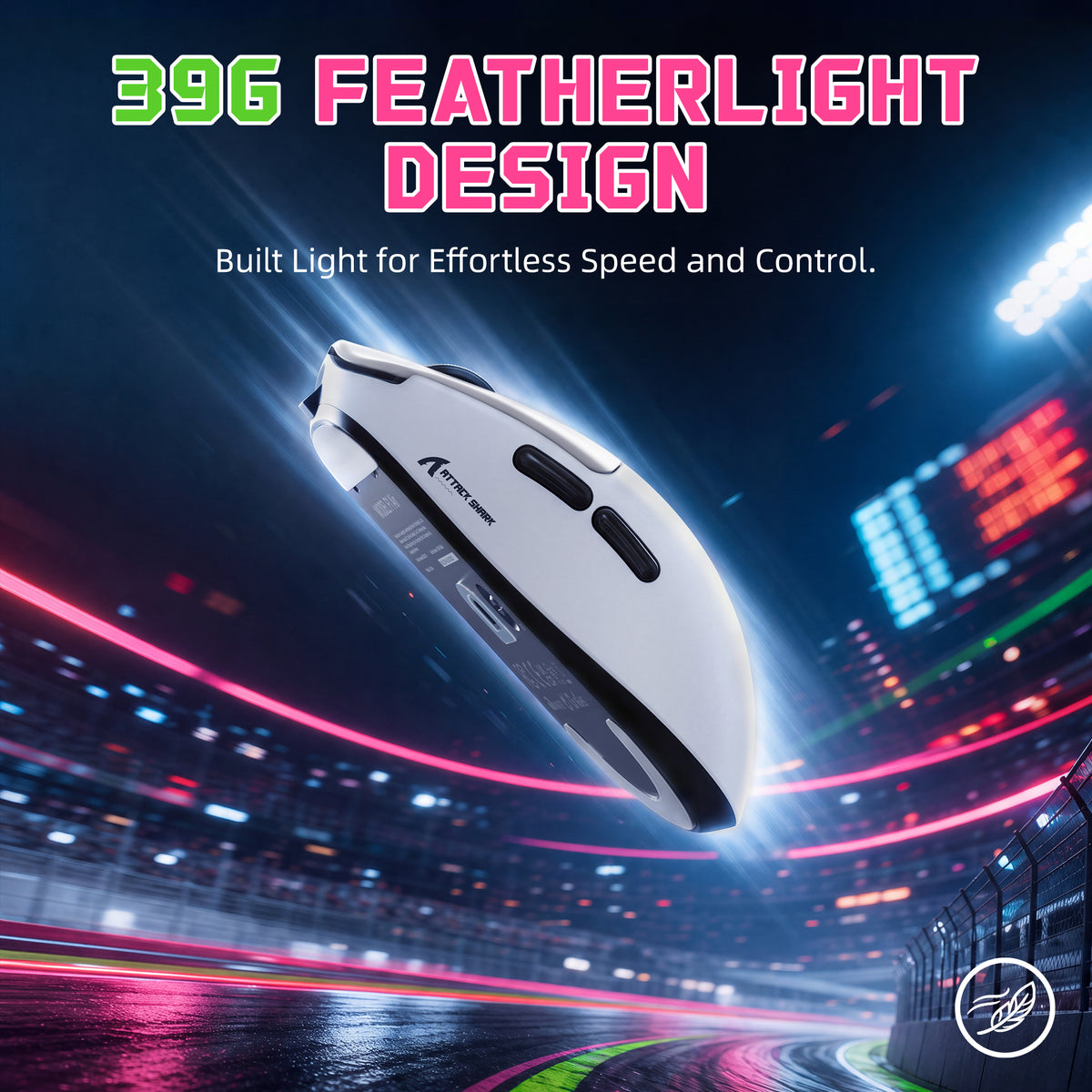 ATTACK SHARK F1 AIR 39g ワイヤレス PAW3955MAX ゲーミングマウス（C06 Ultraケーブル付き）