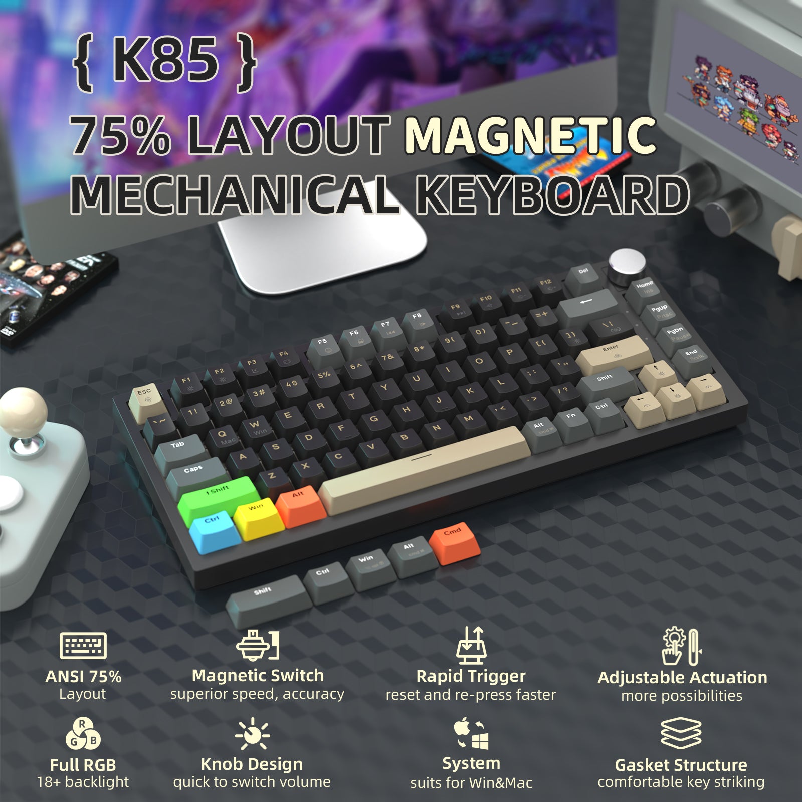 ATTACK SHARK K85 Rapid Trigger Keyboard Magnetic Switch