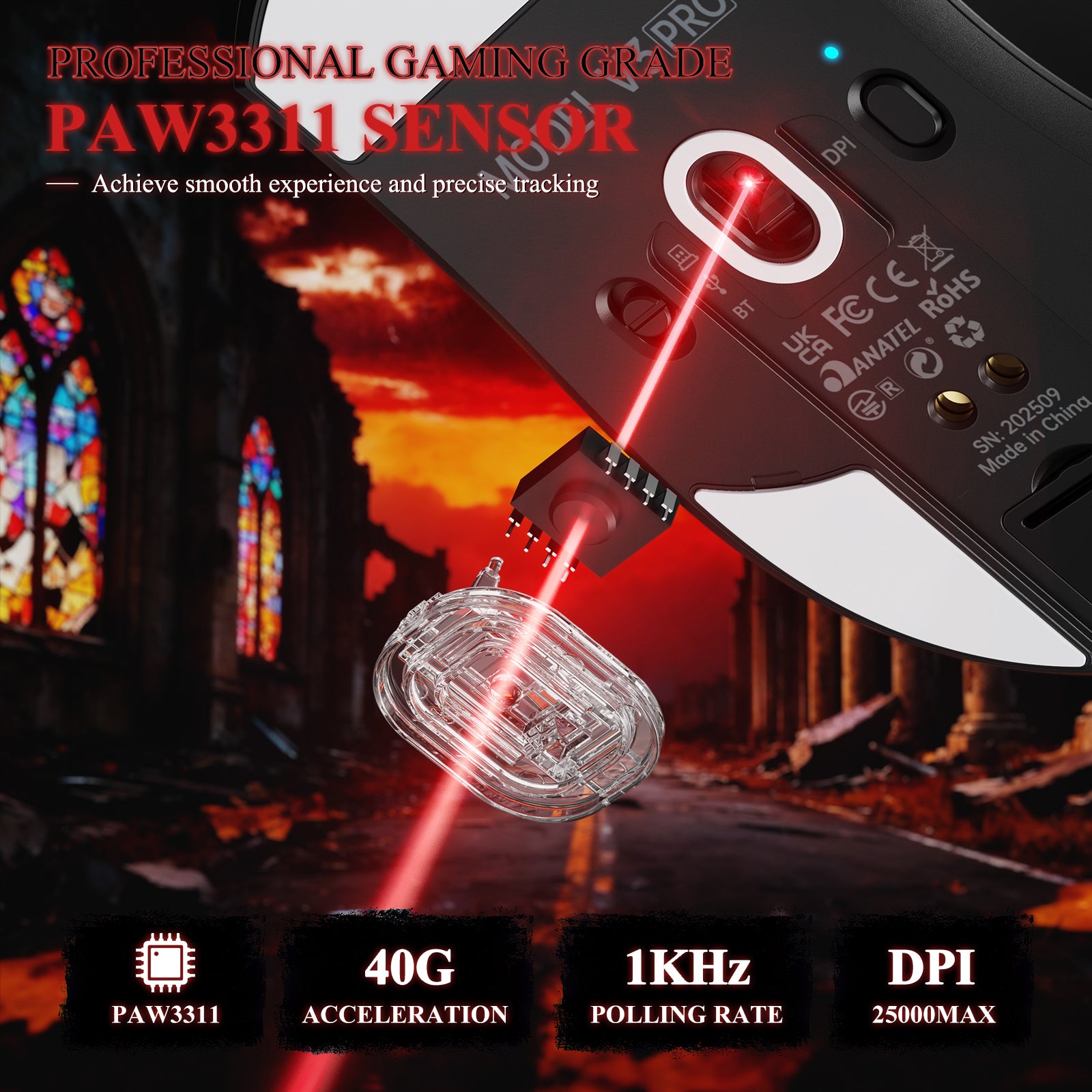 ATTACK SHARK V3PRO 超軽量トライモードゲーミングマウス（充電ドック付き）