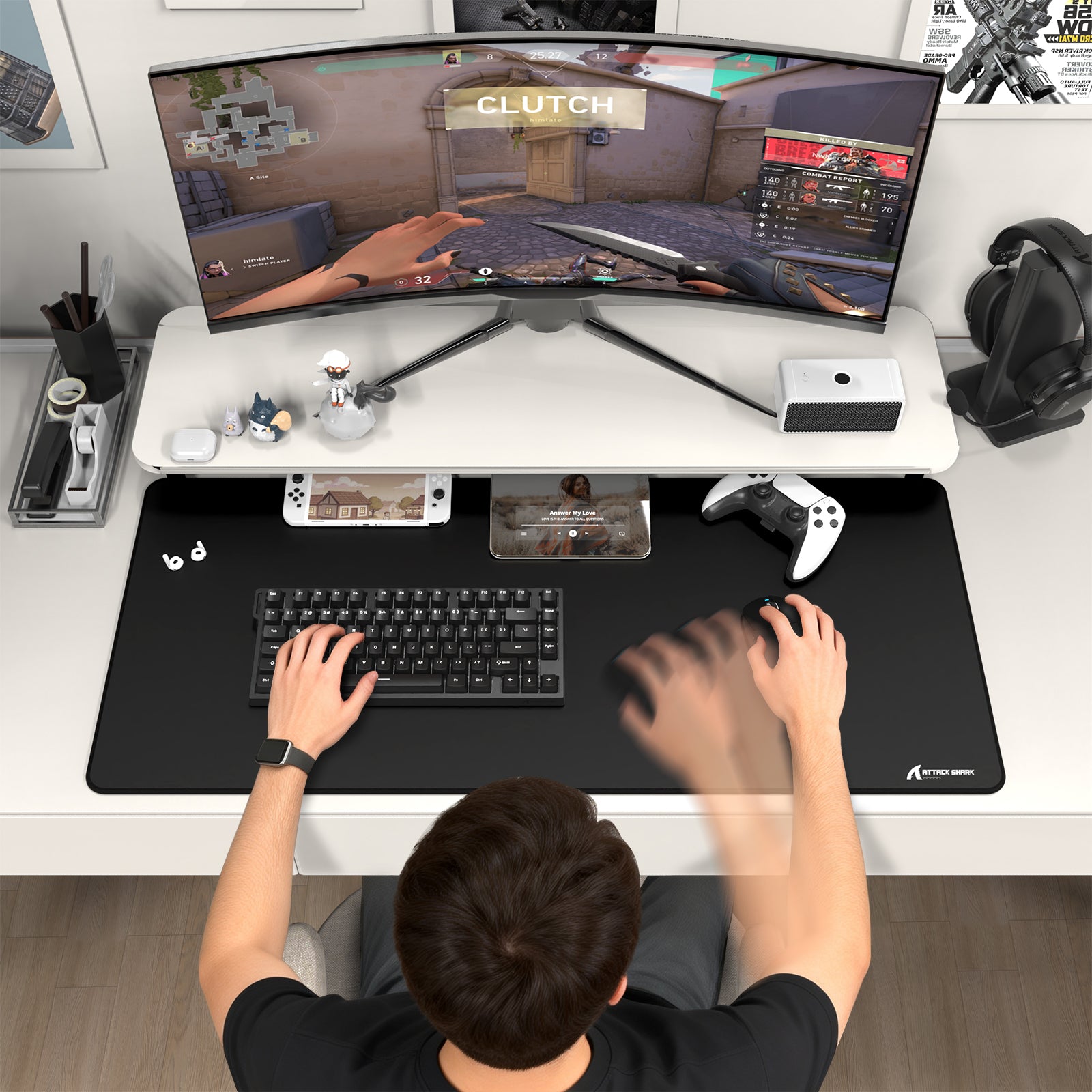 ATTACK SHARK CM02PRO eスポーツ ゲーミングマウスパッド (900x400x4 MM)