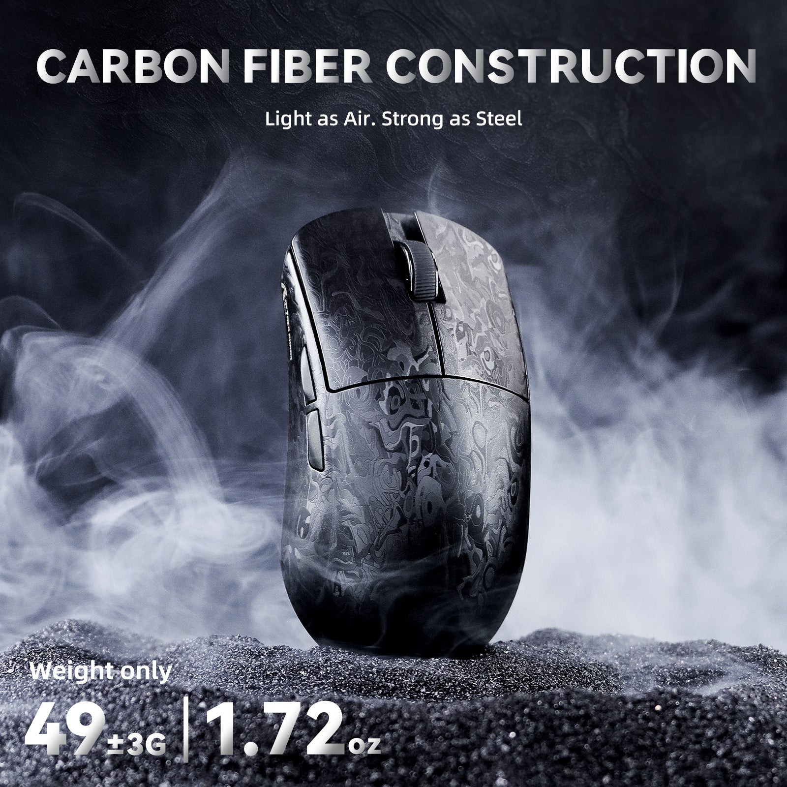 ATTACK SHARK R11 ULTRA カーボンファイバー ワイヤレス 8K PAW3950MAX ゲーミングマウス（C06 Ultra LEDケーブル付き）