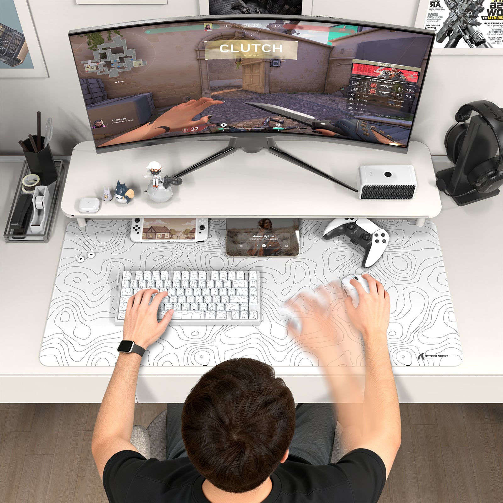 ATTACK SHARK CM02PRO eスポーツ ゲーミングマウスパッド (900x400x4 MM)
