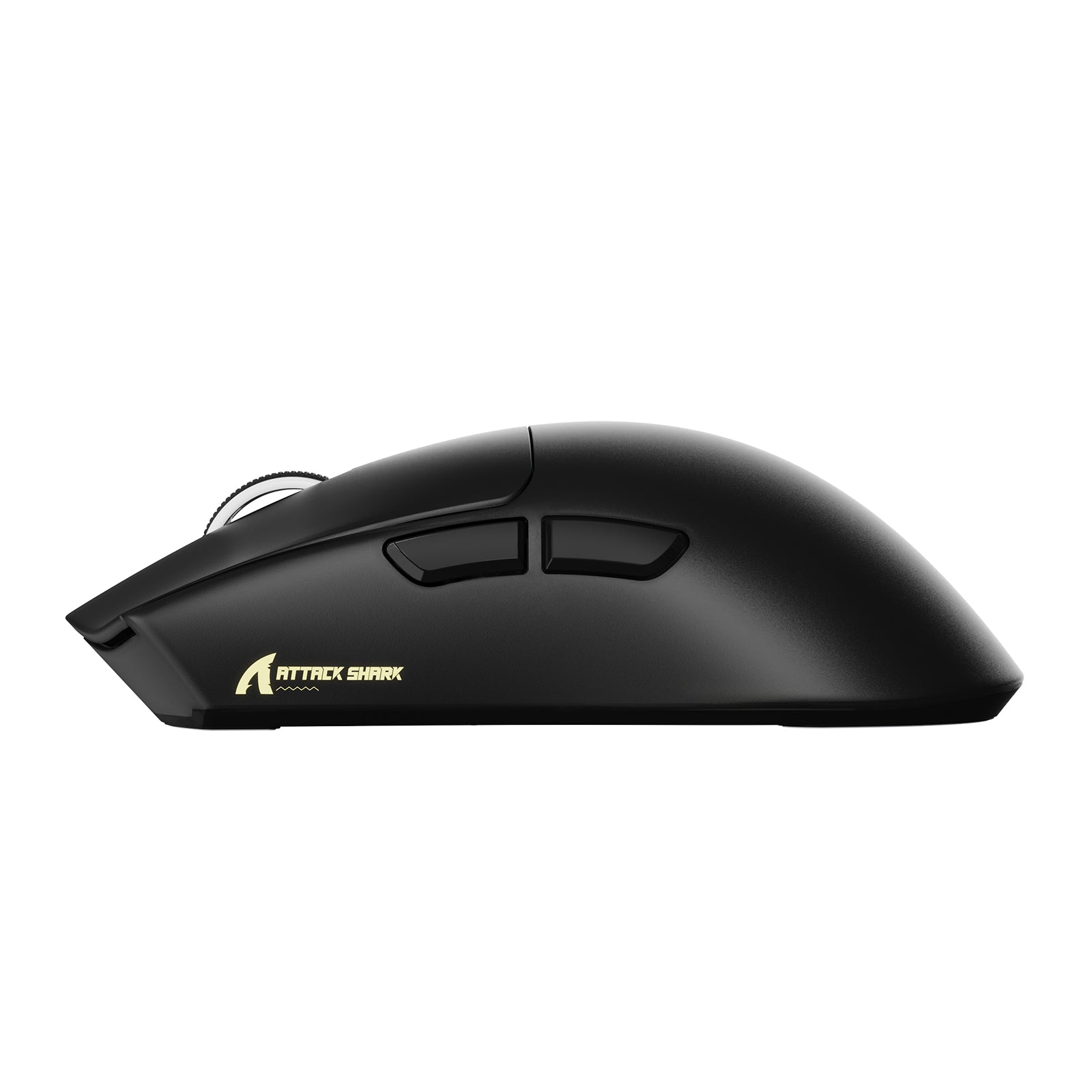Black ATTACK SHARK X11 PRO V2 wireless gaming mouse side view with ergonomic design