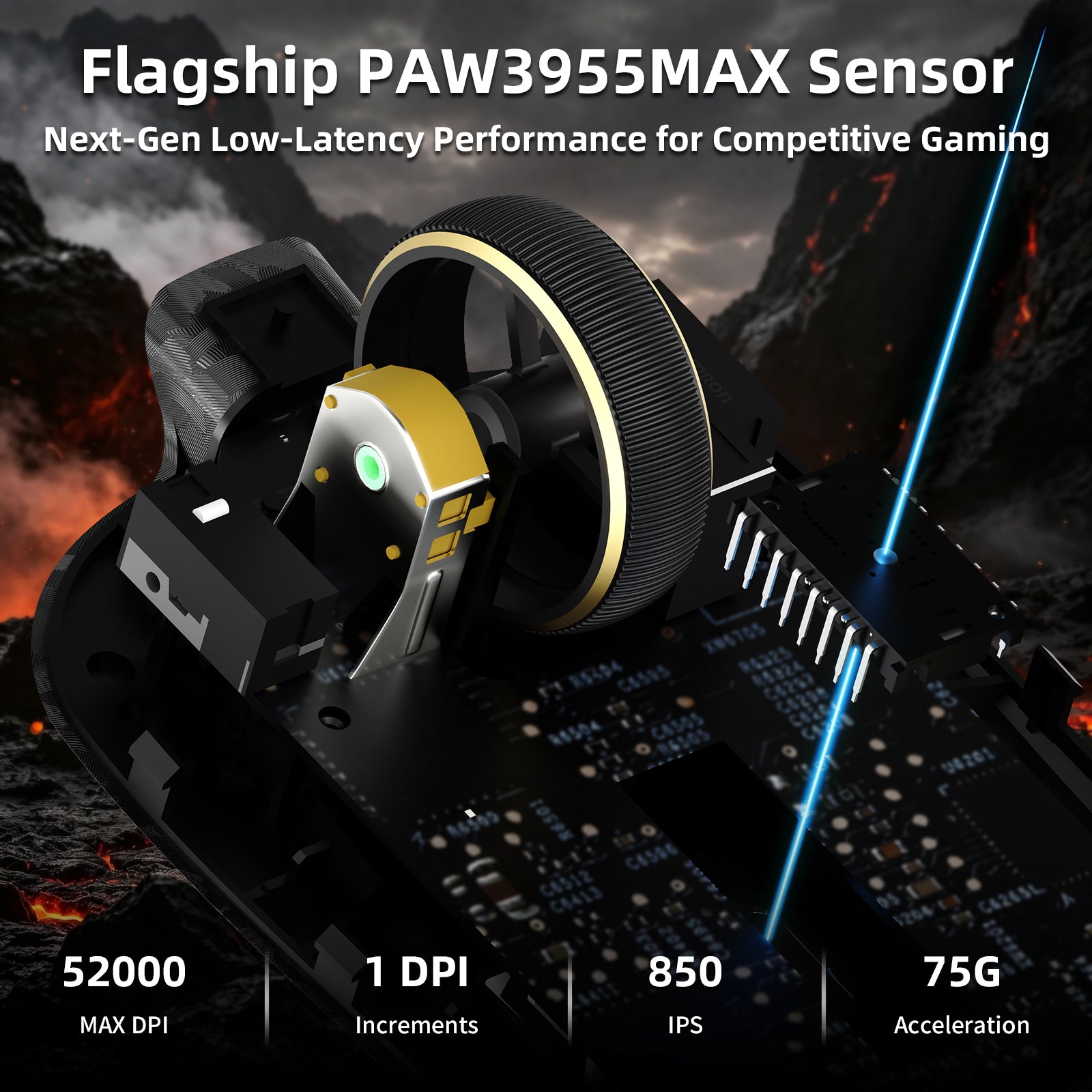 ATTACK SHARK RS3 ULTRA カーボンファイバー ワイヤレス PAW3955MAX ゲーミングマウス C06 Ultra LEDケーブル付き