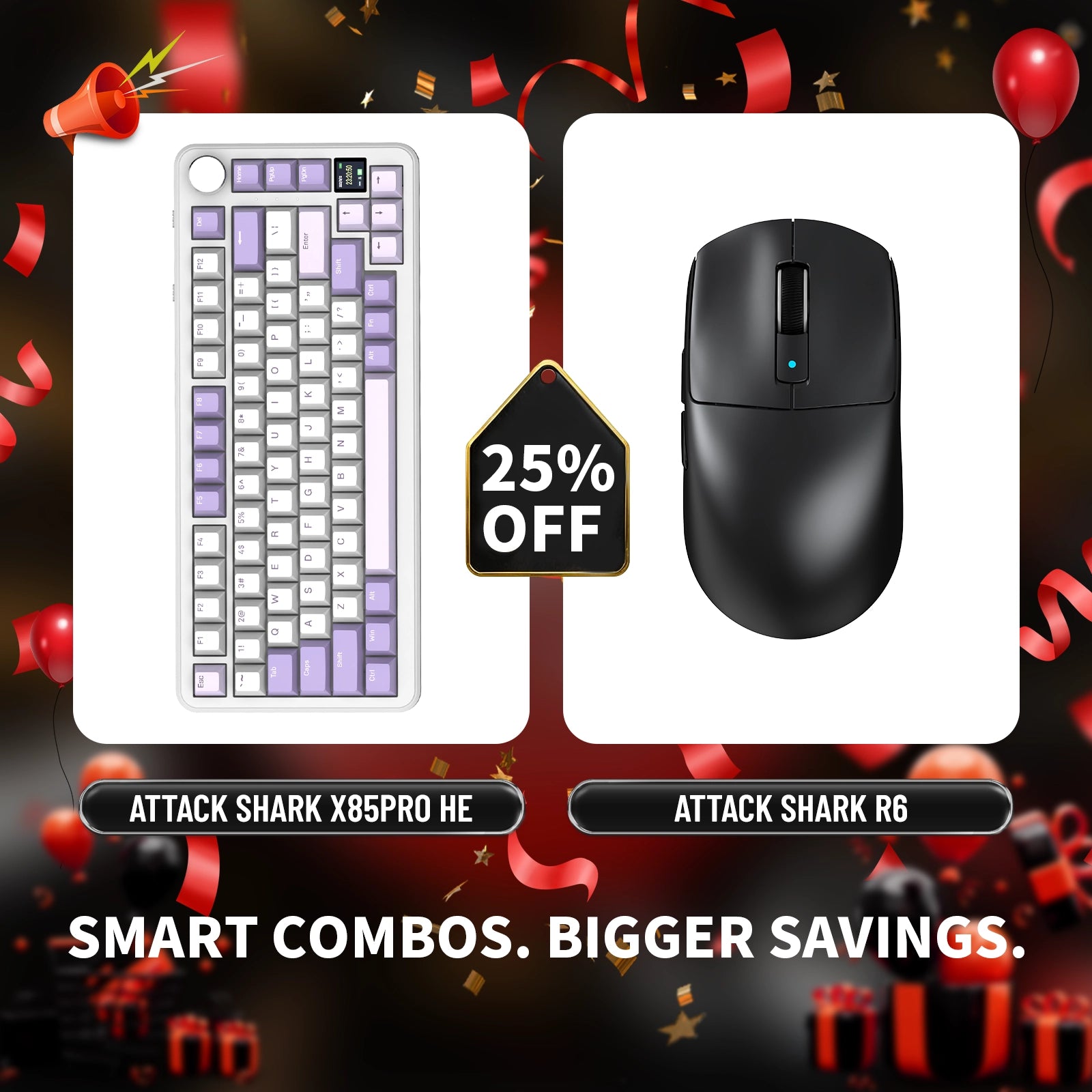 ATTACK SHARK X85PRO トライモードガスケットメカニカルキーボード + R6ワイヤレスゲーミングマウスバンドル
