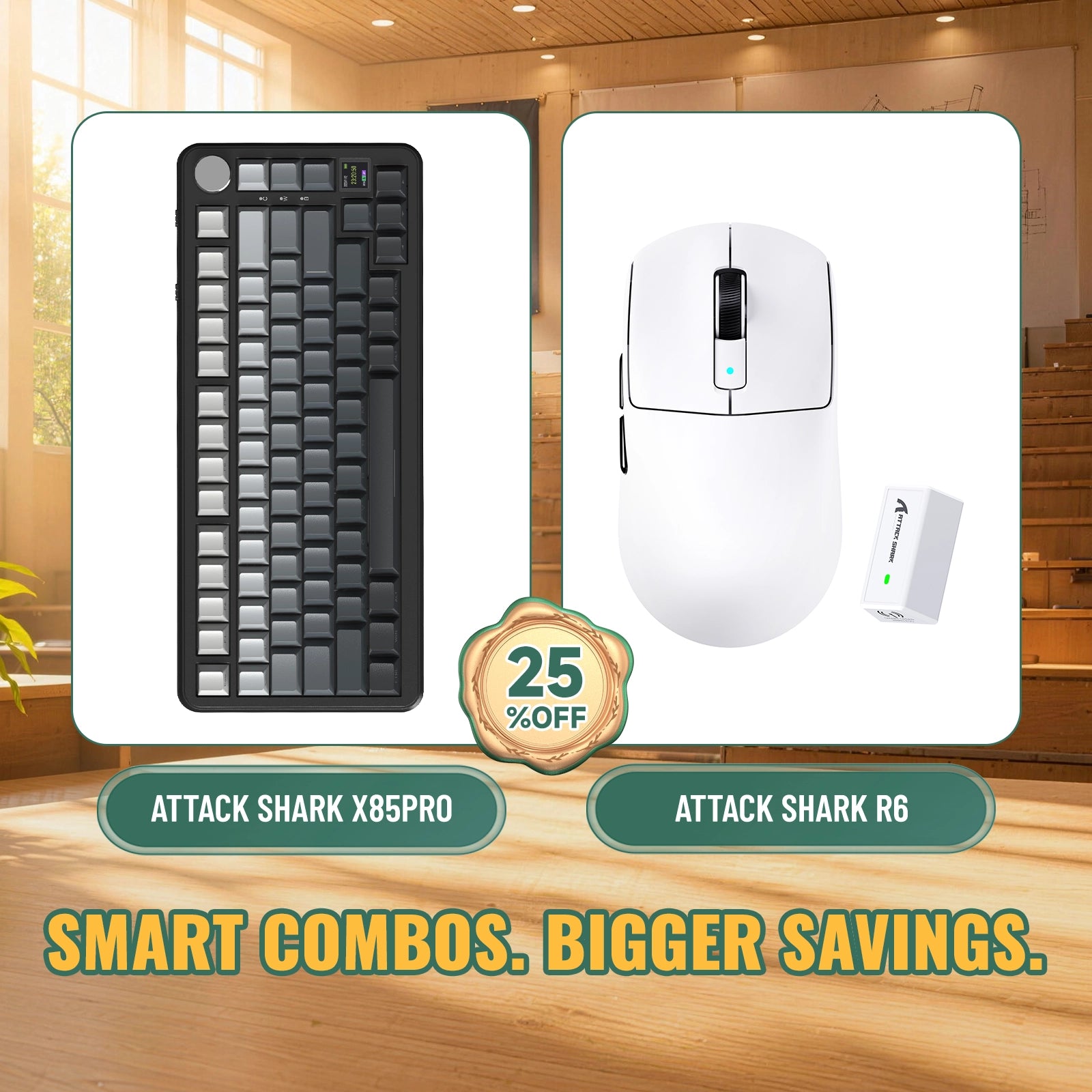 ATTACK SHARK X85PRO トライモードガスケットメカニカルキーボード + R6 ワイヤレスゲーミングマウス バンドル