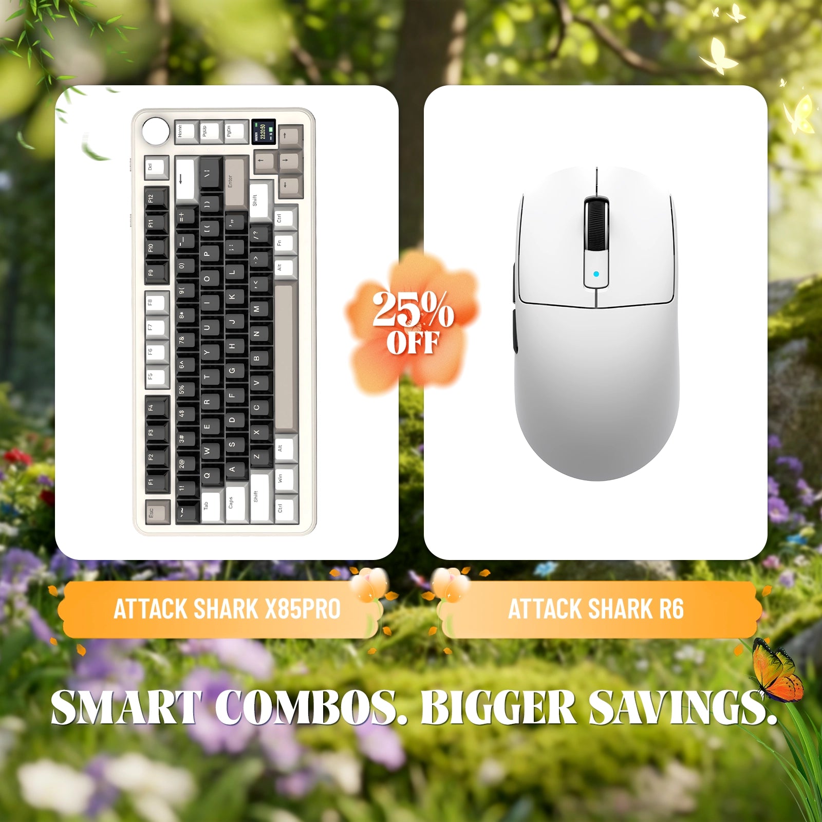 ATTACK SHARK X85PRO mechanical keyboard and R6 wireless gaming mouse bundle with 25% off