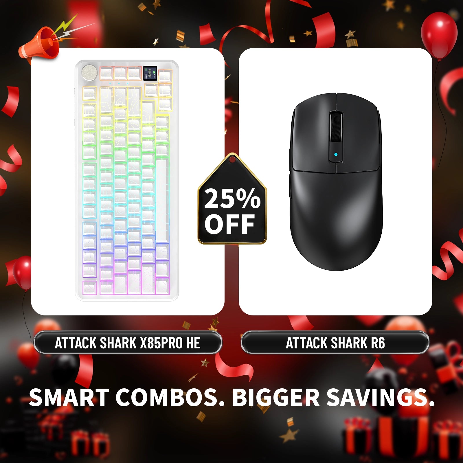 ATTACK SHARK X85PRO トライモードガスケットメカニカルキーボード + R6ワイヤレスゲーミングマウスバンドル