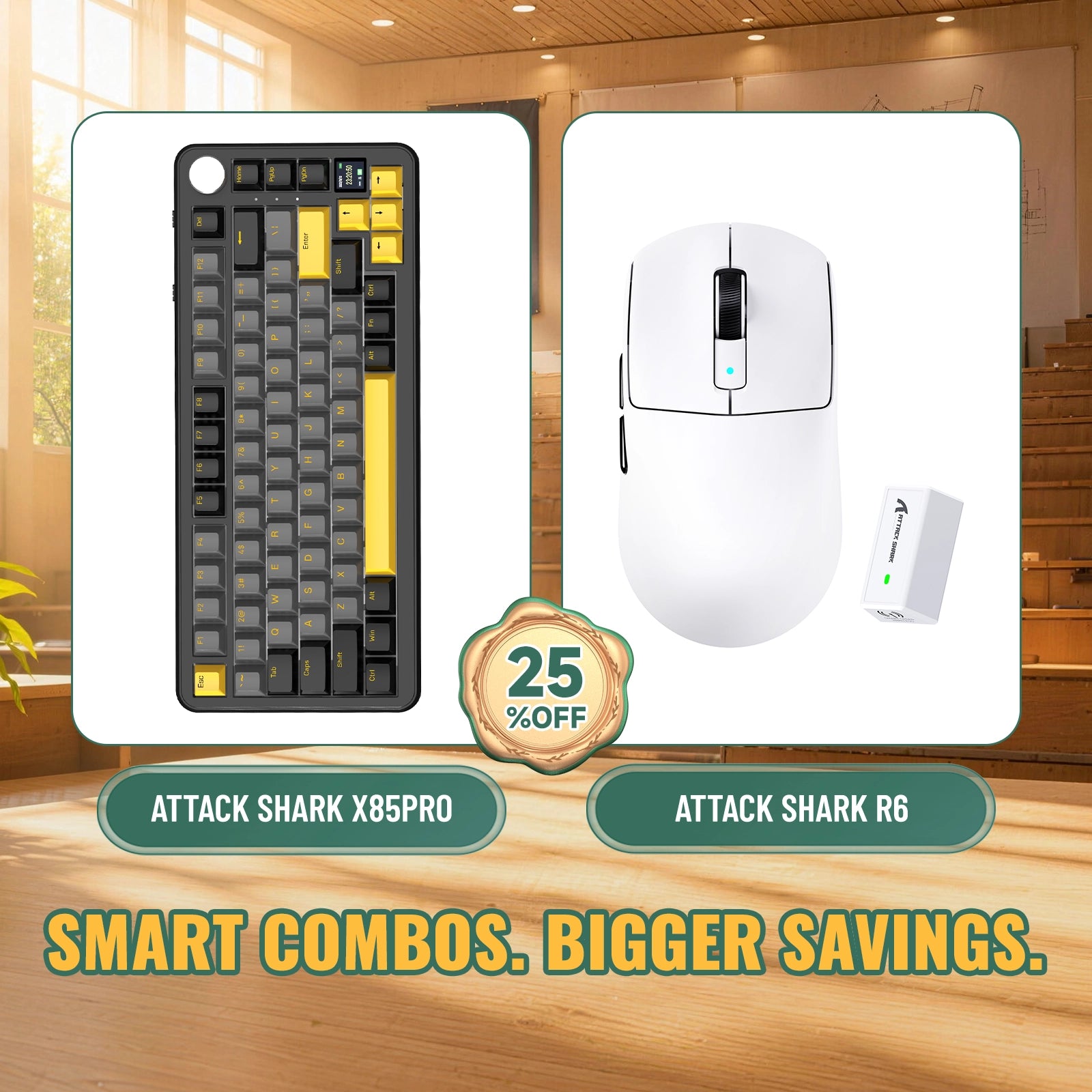 ATTACK SHARK X85PRO トライモードガスケットメカニカルキーボード + R6 ワイヤレスゲーミングマウス バンドル