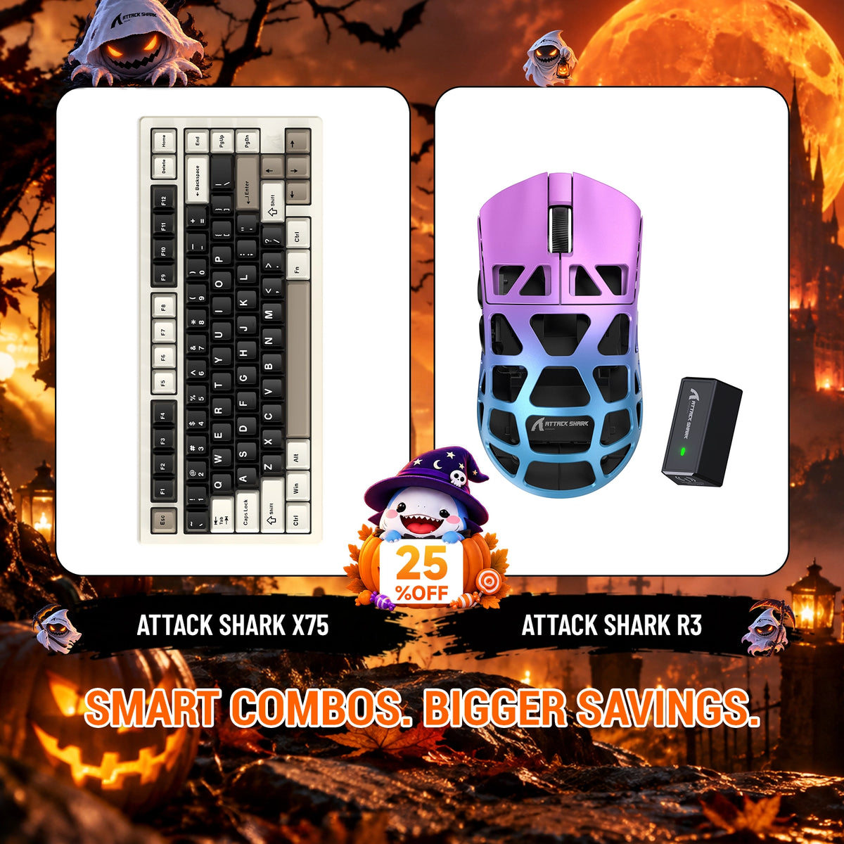 ATTACK SHARK X75 フルアルミニウムキーボード + R3 マグネシウム合金ゲーミングマウス バンドル