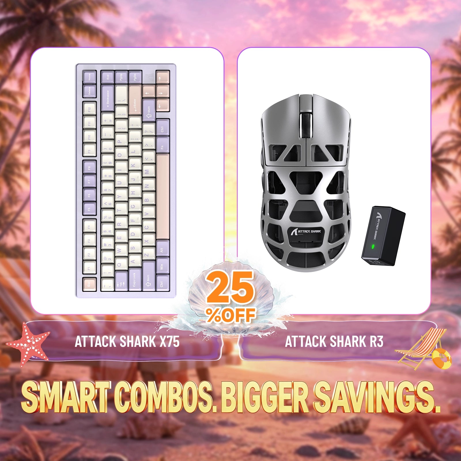 ATTACK SHARK X75 フルアルミニウムキーボード + R3 マグネシウム合金ゲーミングマウス バンドル