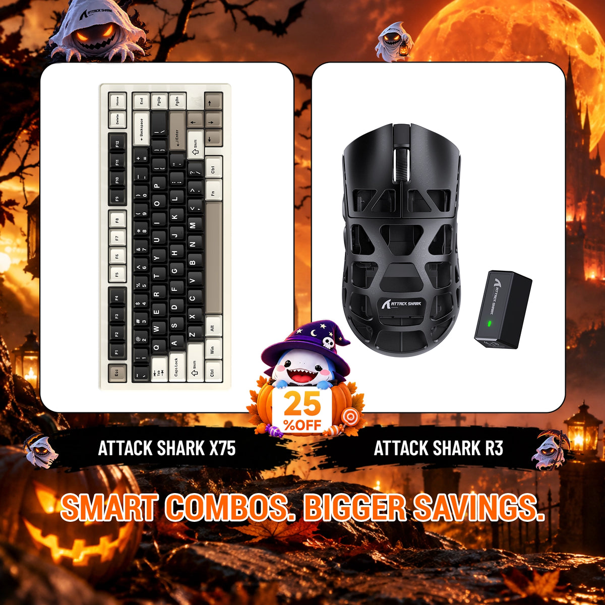 ATTACK SHARK X75 フルアルミニウムキーボード + R3 マグネシウム合金ゲーミングマウス バンドル