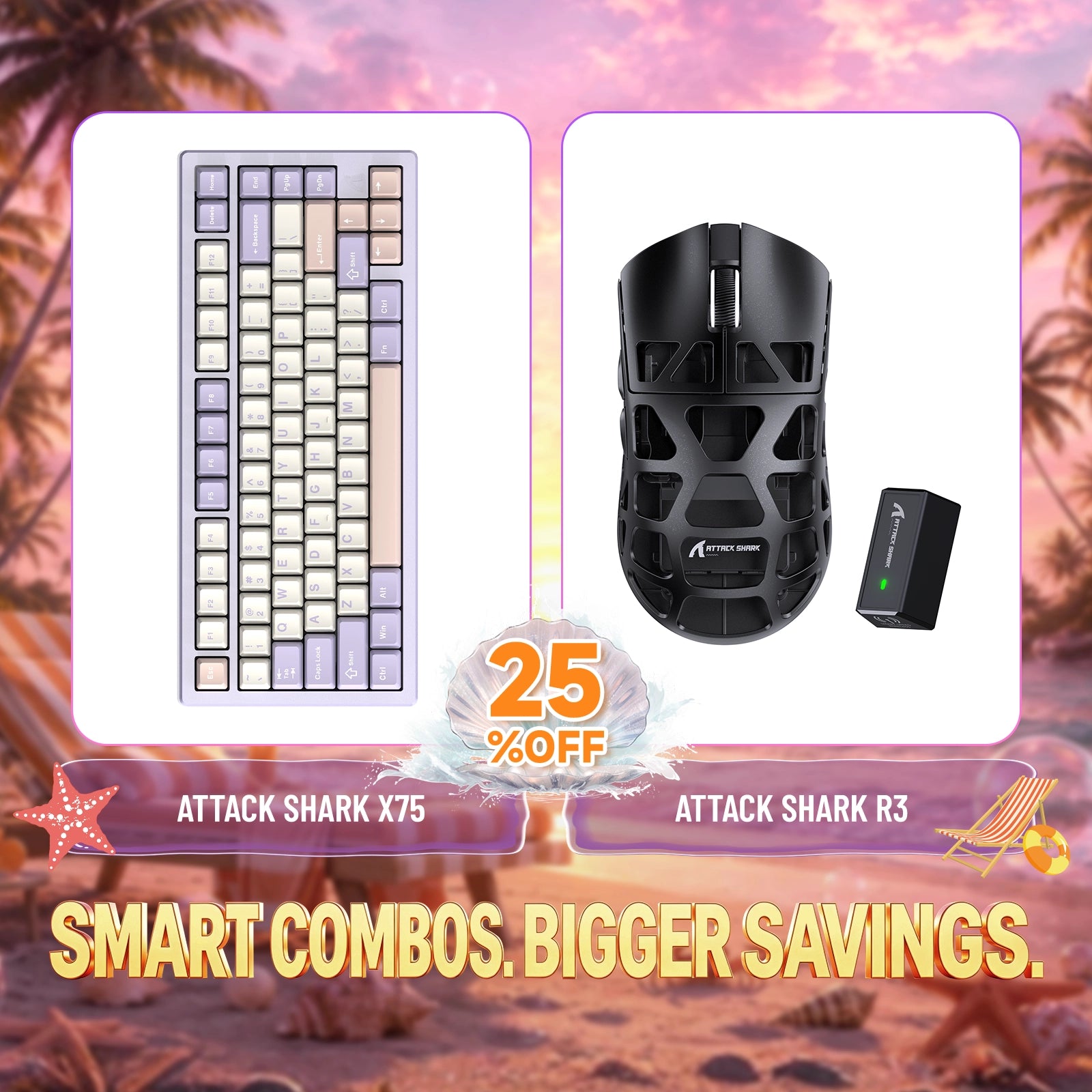 ATTACK SHARK X75 フルアルミニウムキーボード + R3 マグネシウム合金ゲーミングマウス バンドル