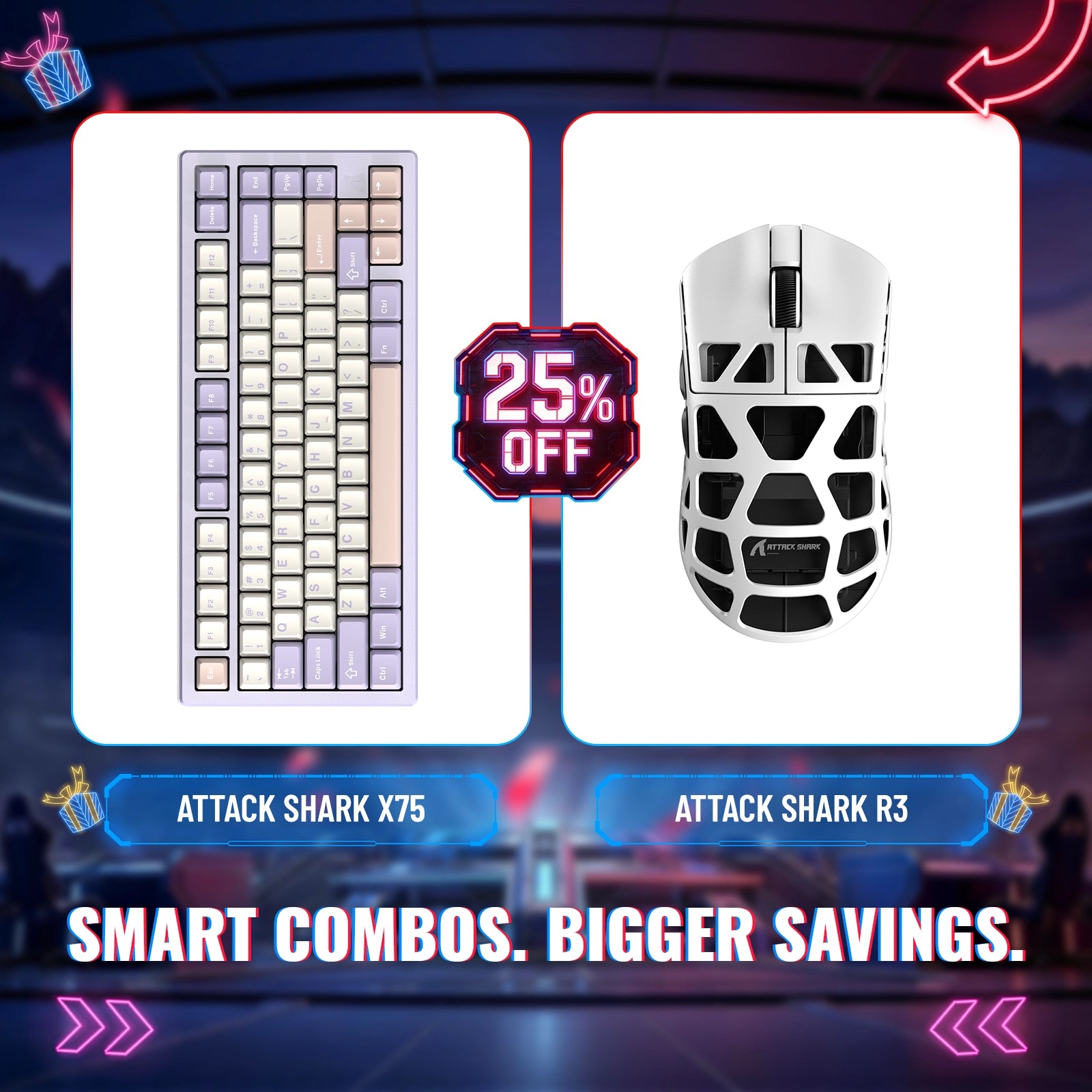 ATTACK SHARK X75 フルアルミニウムキーボード + R3 マグネシウム合金 ゲーミングマウス バンドル