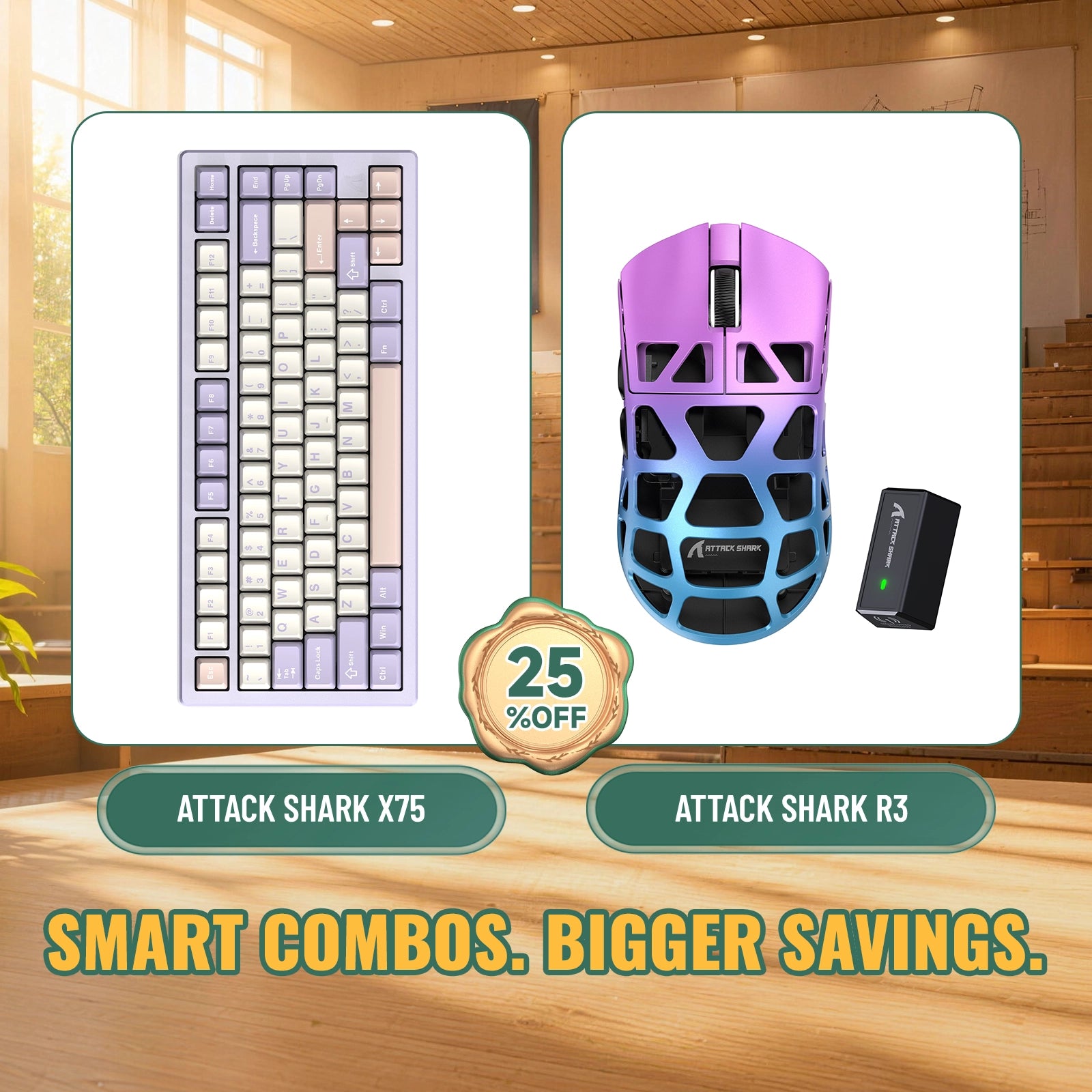 ATTACK SHARK X75 フルアルミニウムキーボード + R3 マグネシウム合金ゲーミングマウス バンドル