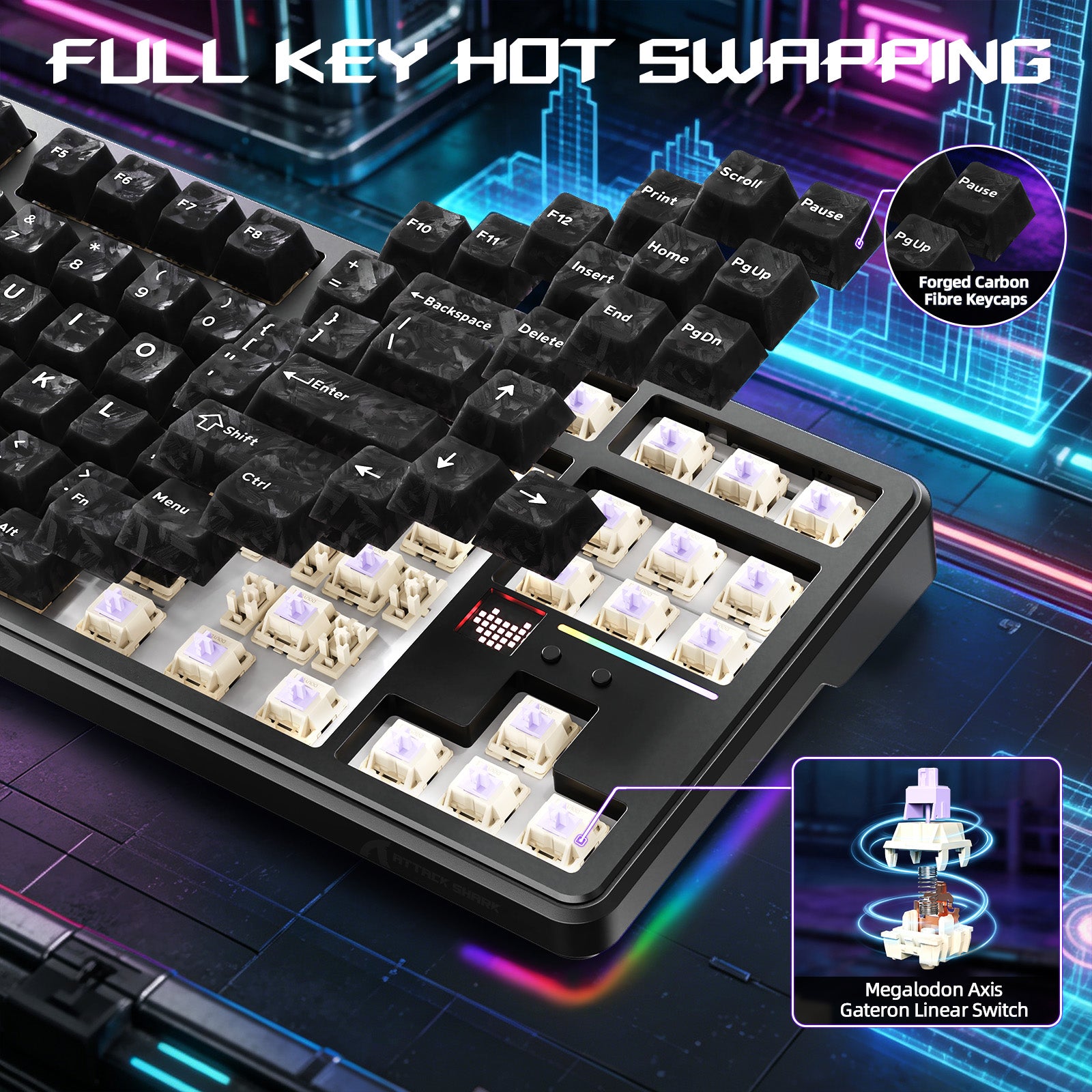 ATTACK SHARK X87 ULTRA ワイヤレス ゲーミングキーボード 8KHz レシーバー＆RGBコイルケーブル付き
