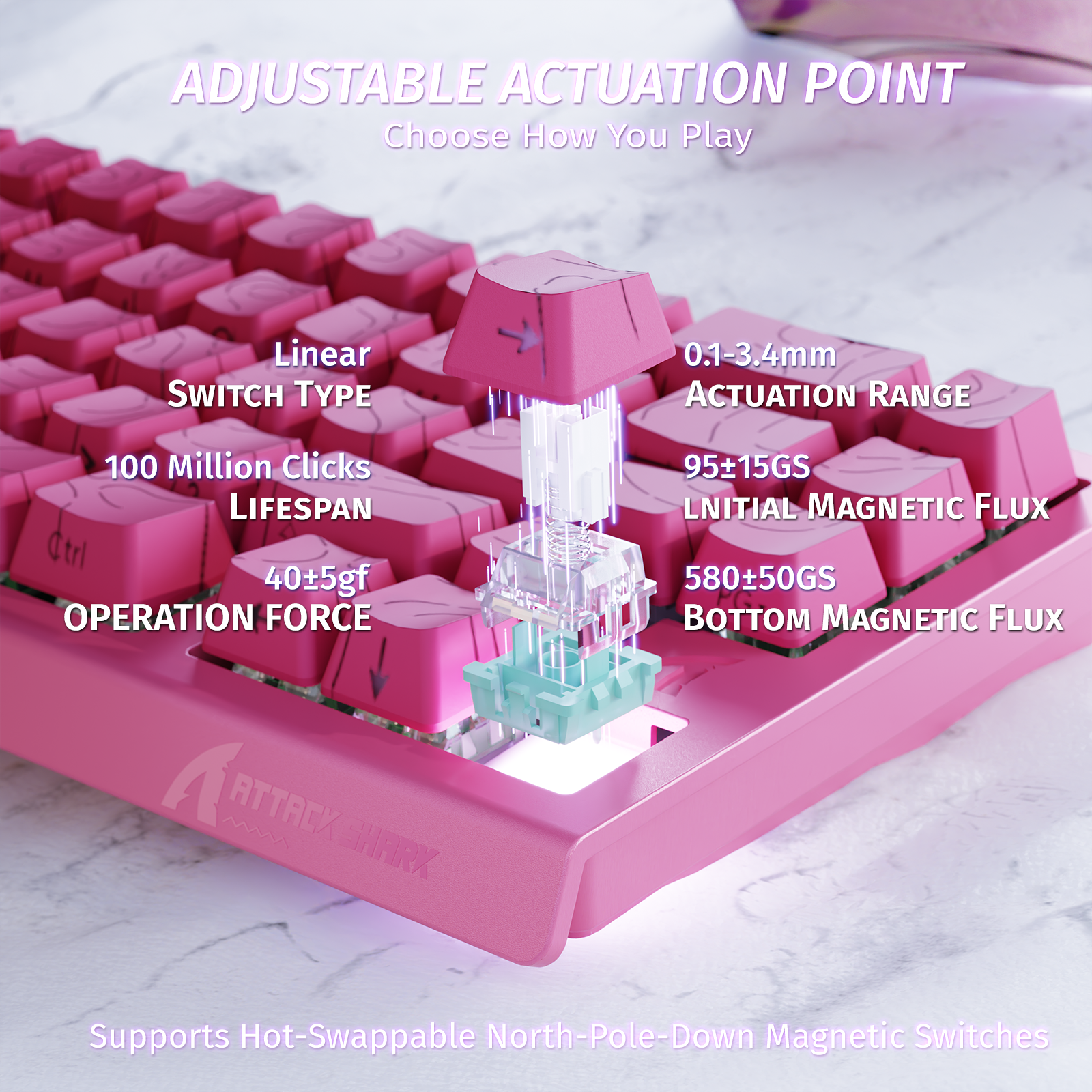 ATTACK SHARK X68 HE ラピッドトリガーキーボード マグネティックスイッチ