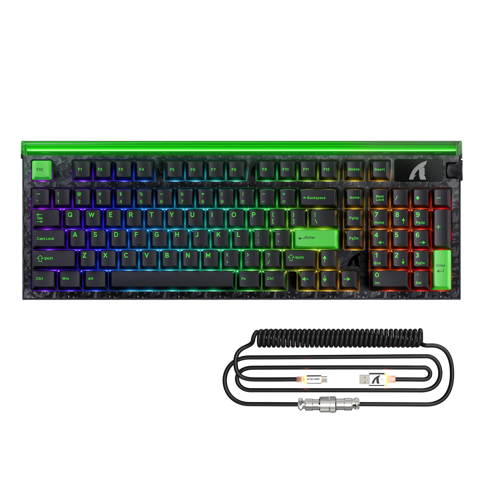 ATTACK SHARK R98 HE カーボンファイバー有線ラピッドトリガー磁気スイッチキーボード C01 Ultra RGB コイルケーブル付き