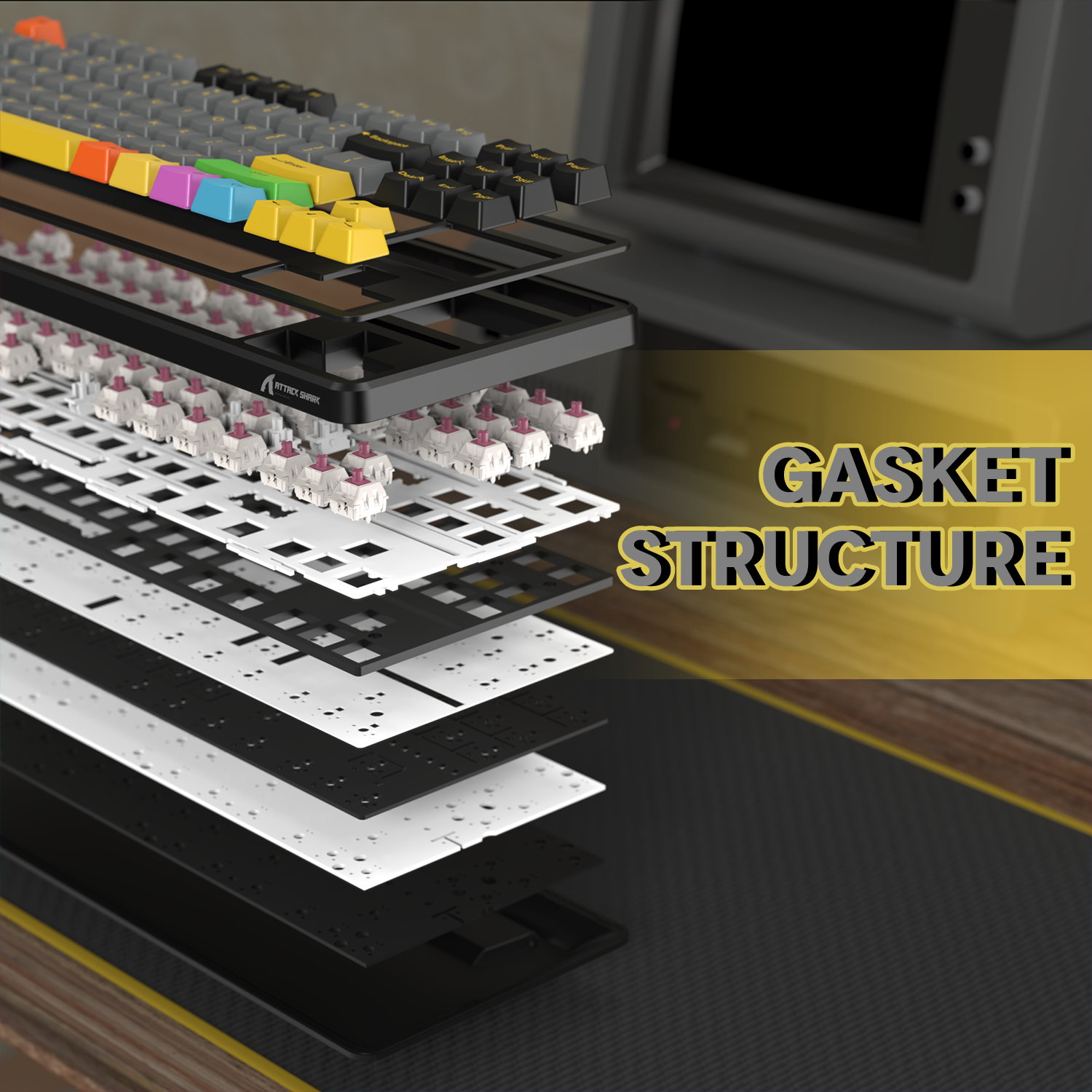 ATTACK SHARK X87 3モード ガスケット メカニカル キーボード