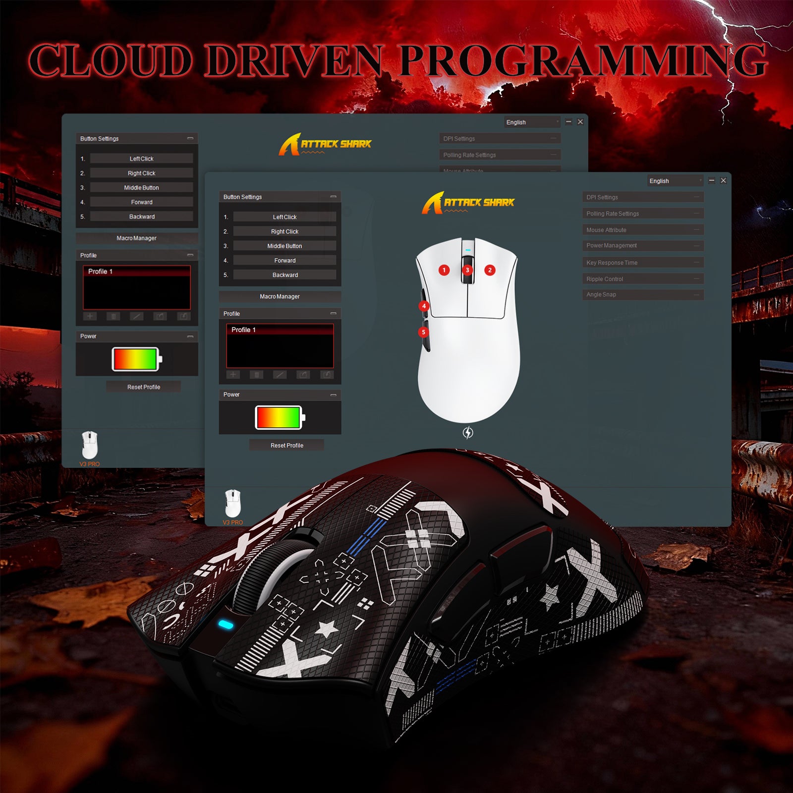 ATTACK SHARK V3PRO 超軽量トライモードゲーミングマウス（充電ドック付き）