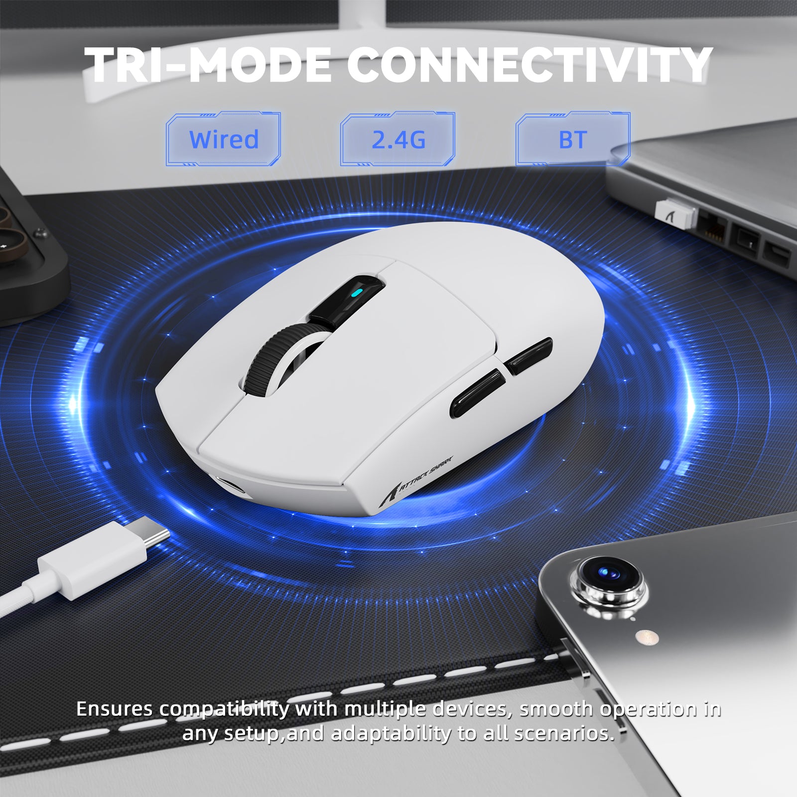 ATTACK SHARK G3PRO トライモードワイヤレスゲーミングマウス 充電ドック付き 25000 DPI 超軽量