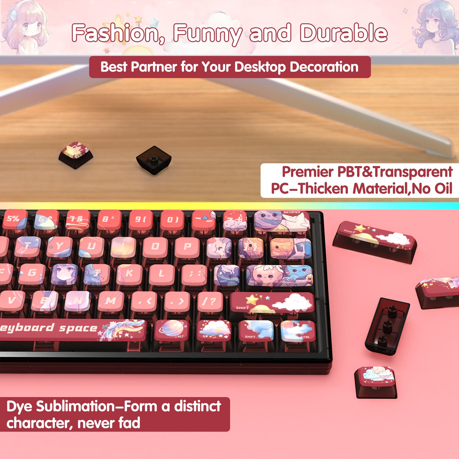 ATTACK SHARK 120 Keys PBT Dye-Sublimation Pudding Keycaps Set