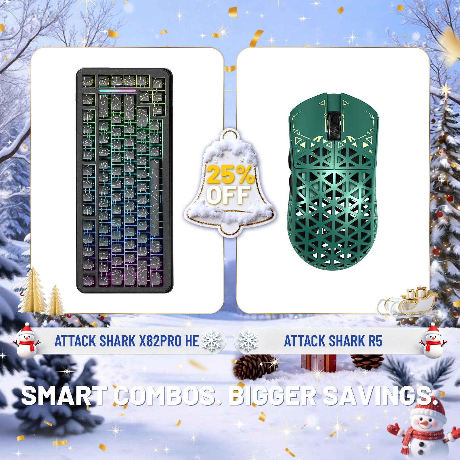 ATTACK SHARK X82PRO HE ラピッドトリガーキーボード + R5 カーボンファイバーワイヤレスゲーミングマウスバンドル