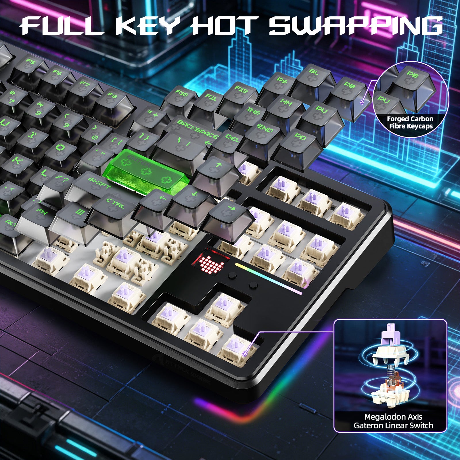 ATTACK SHARK X87 ULTRA ワイヤレス ゲーミングキーボード 8KHz レシーバー＆RGBコイルケーブル付き