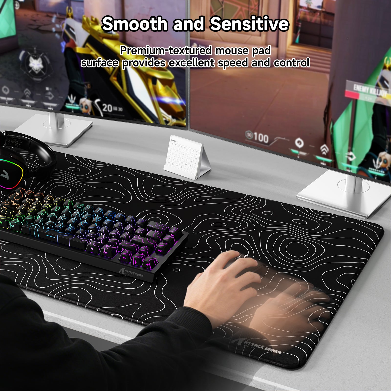ATTACK SHARK CM02PRO eスポーツ ゲーミングマウスパッド（900x400x4 mm）
